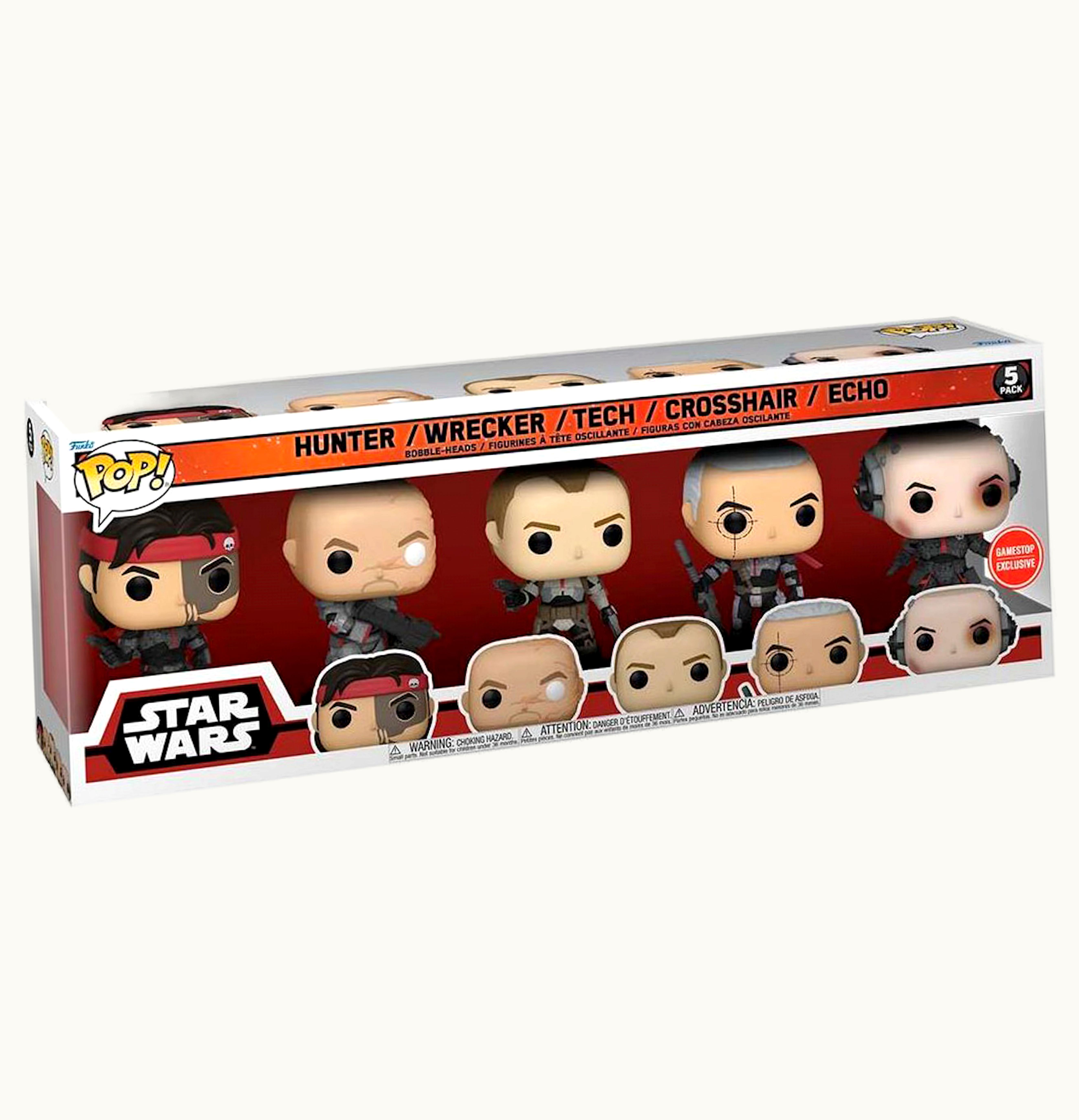 Funko Funko Pop Star Wars The Bad Batch Hunter Wrecker Tech Crosshair Echo GameStop Exclusive 5 Pack