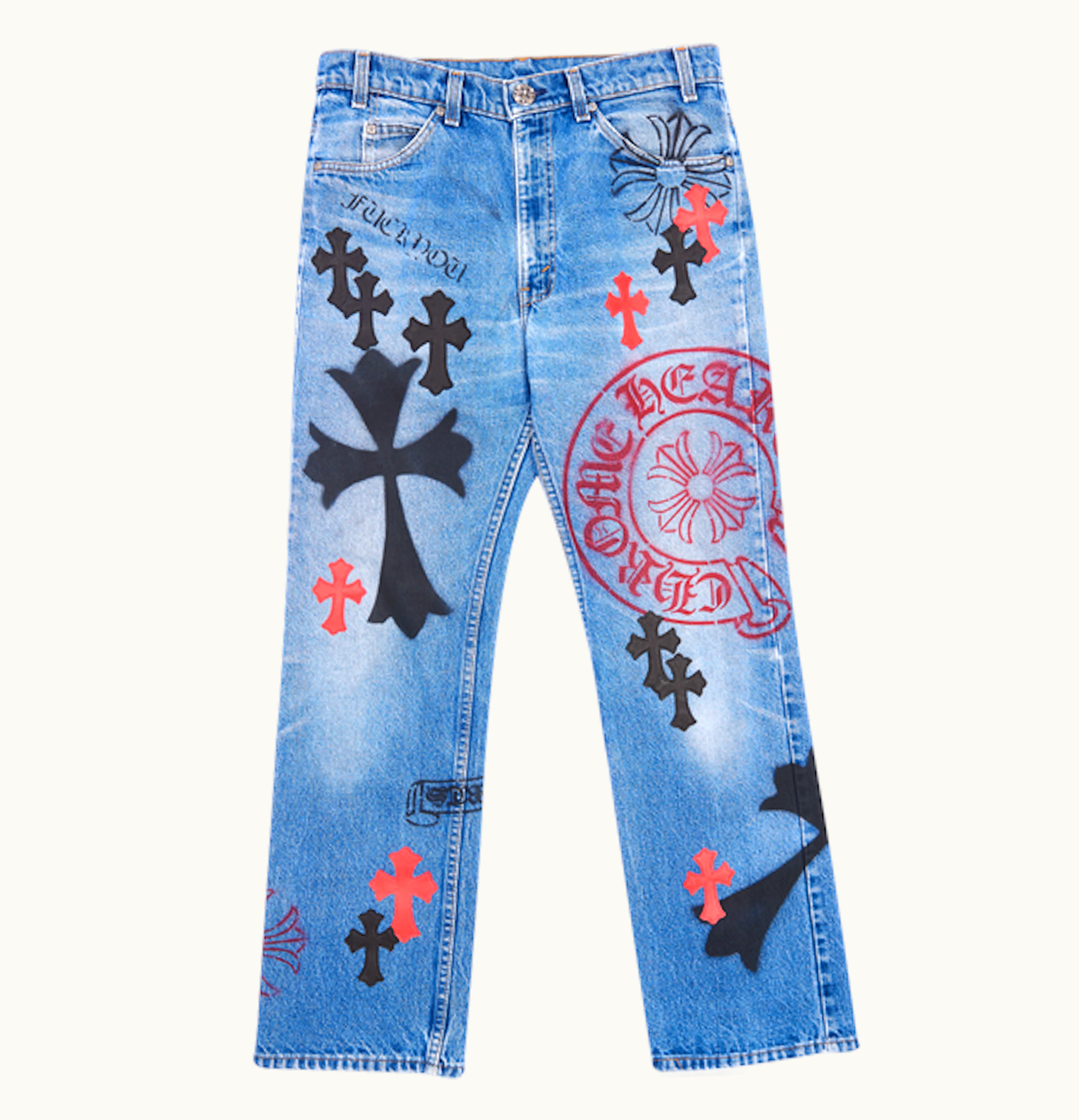 Chrome Hearts Chrome Hearts Vintage Levis Stencil Cross Patch Denim Blue