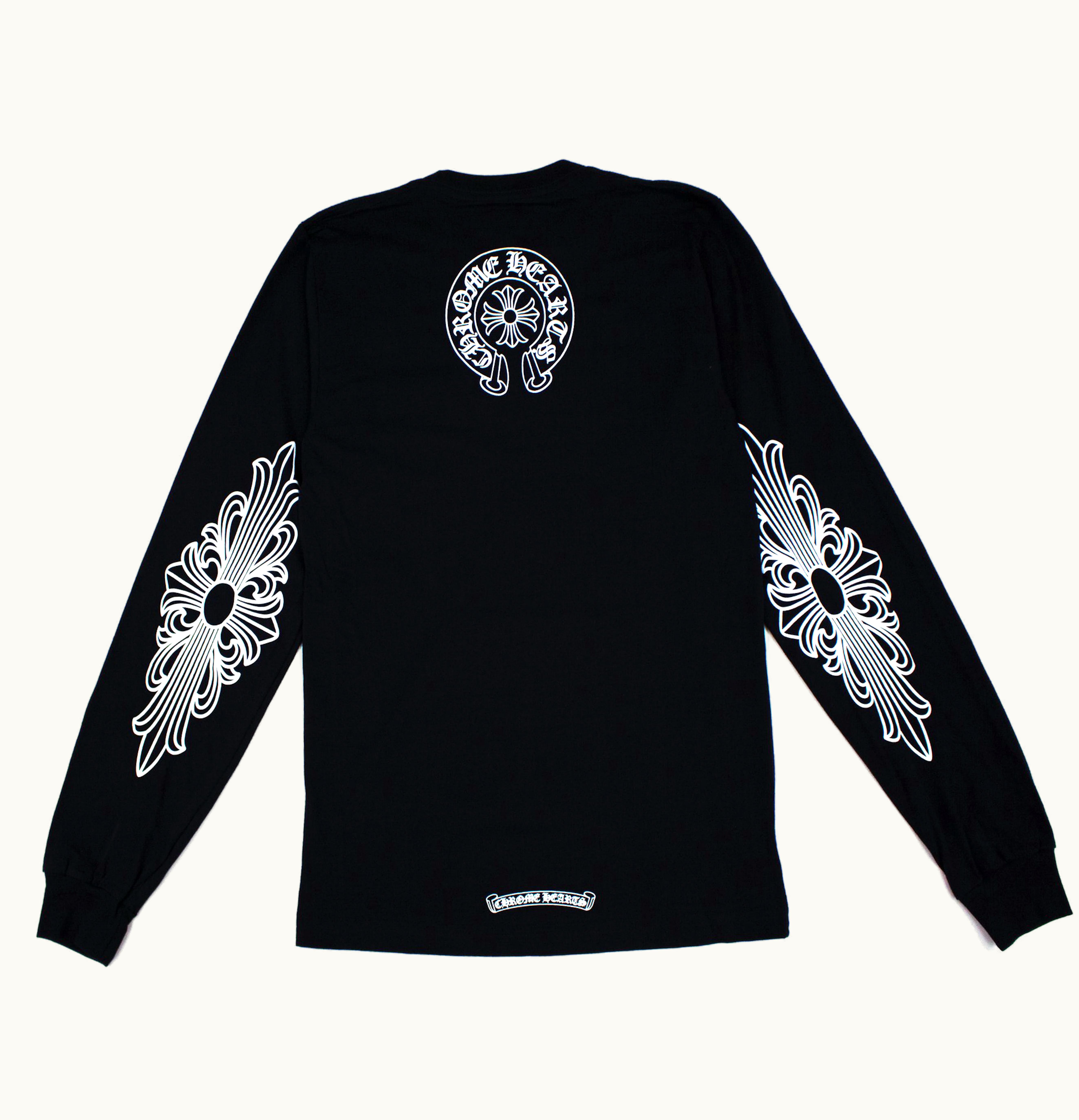 Chrome Hearts Chrome Hearts Neck Logo Floral Cross L S T shirt Black