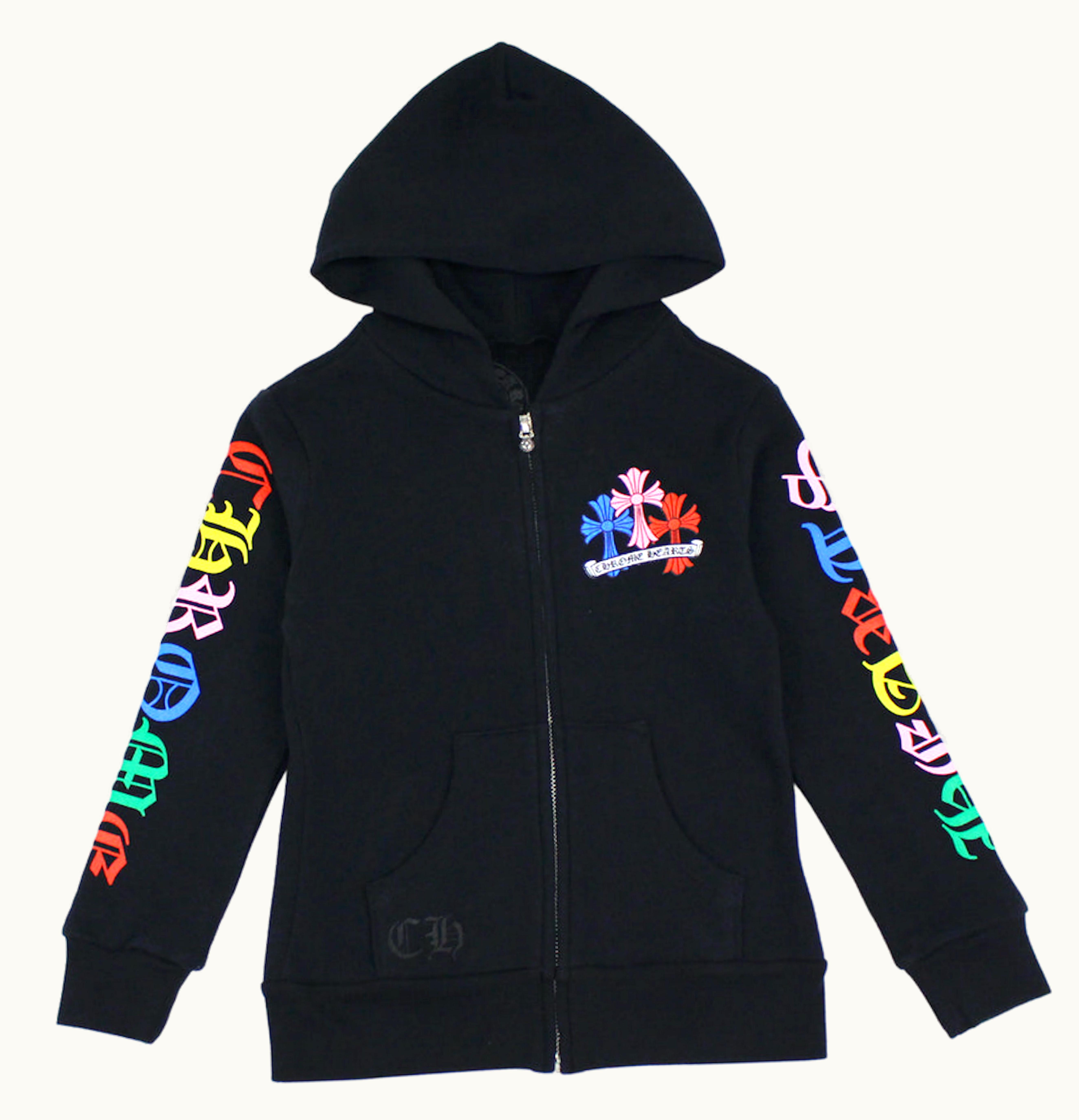 Chrome Hearts Chrome Hearts Kids Multicolor Cemetery Cross Zip Up Hoodie Black