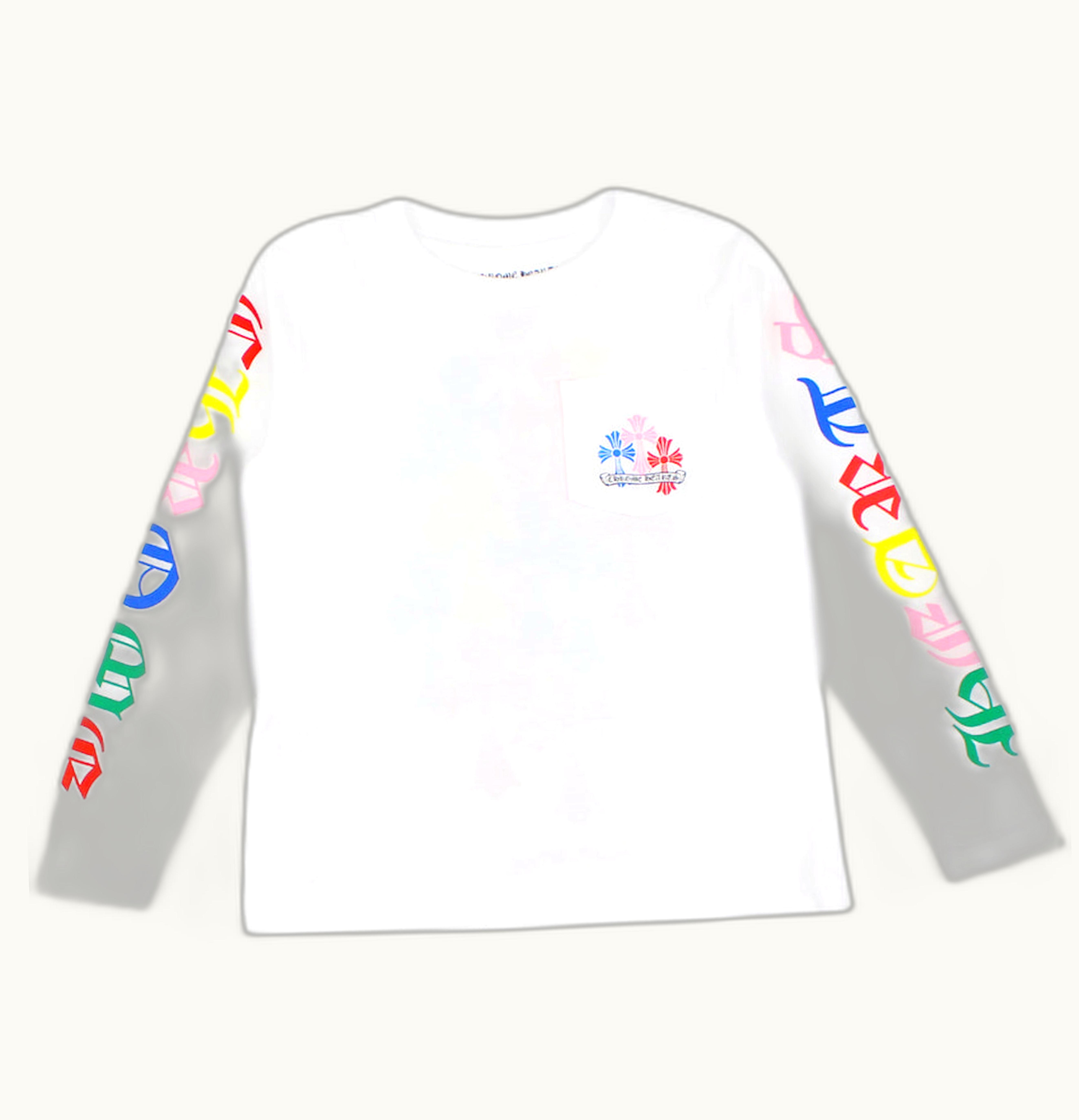 Chrome Hearts Chrome Hearts Kids Multicolor Cemetery Cross L S T shirt White