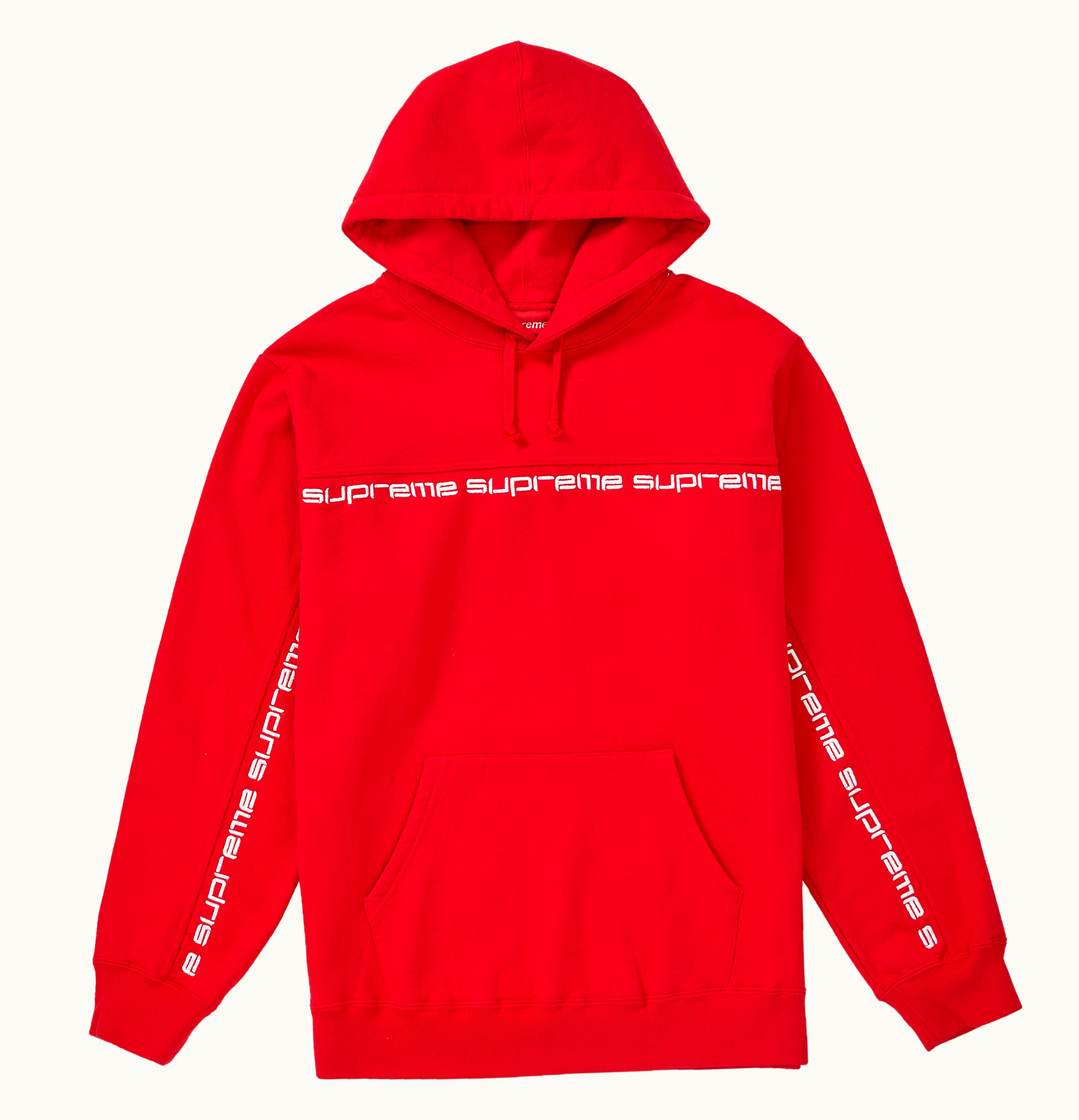 Supreme Supreme Text Stripe Hooded Sweatshirt Red