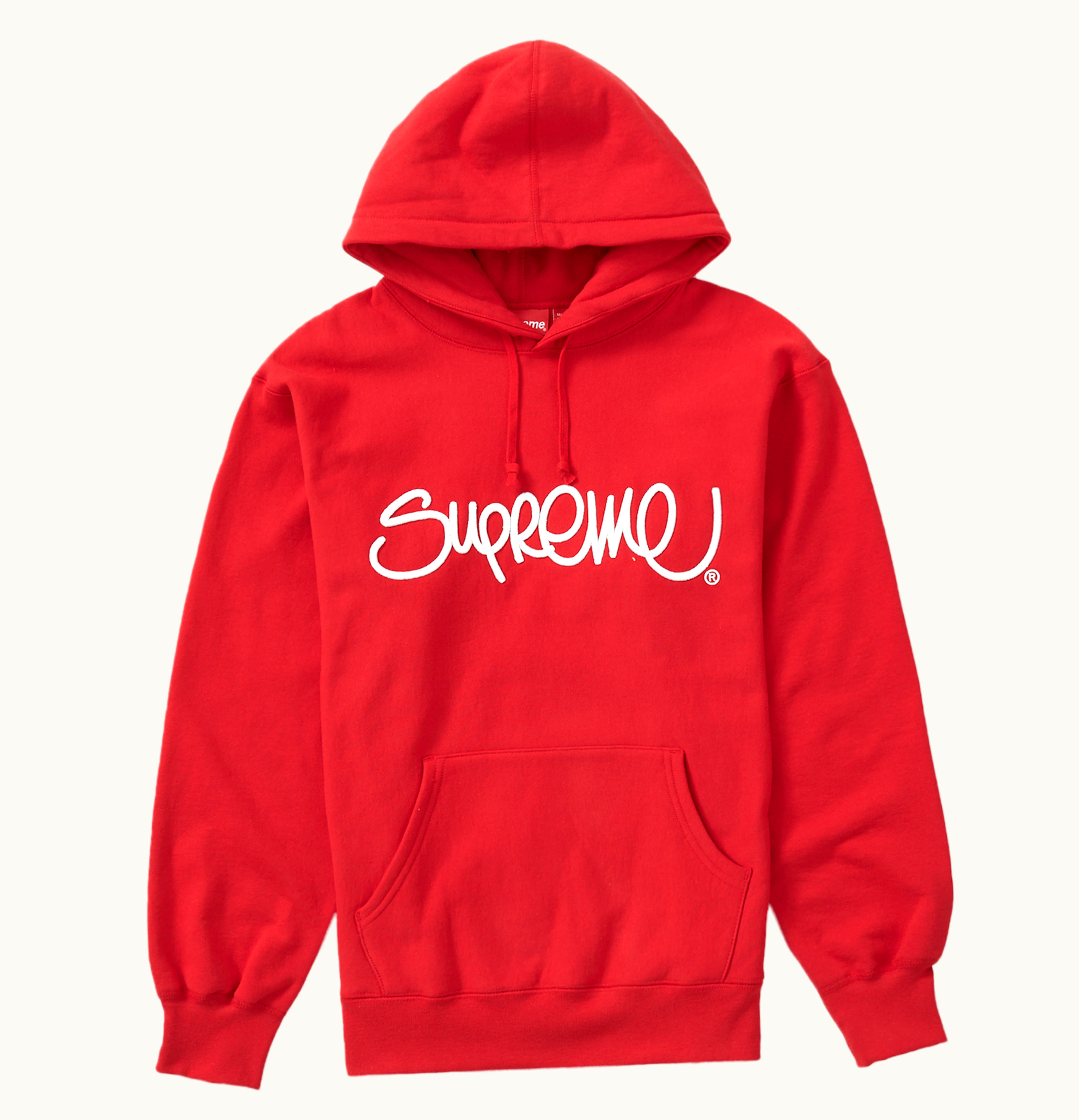 Supreme Supreme Raised Handstyle Hooded Sweatshirt Red