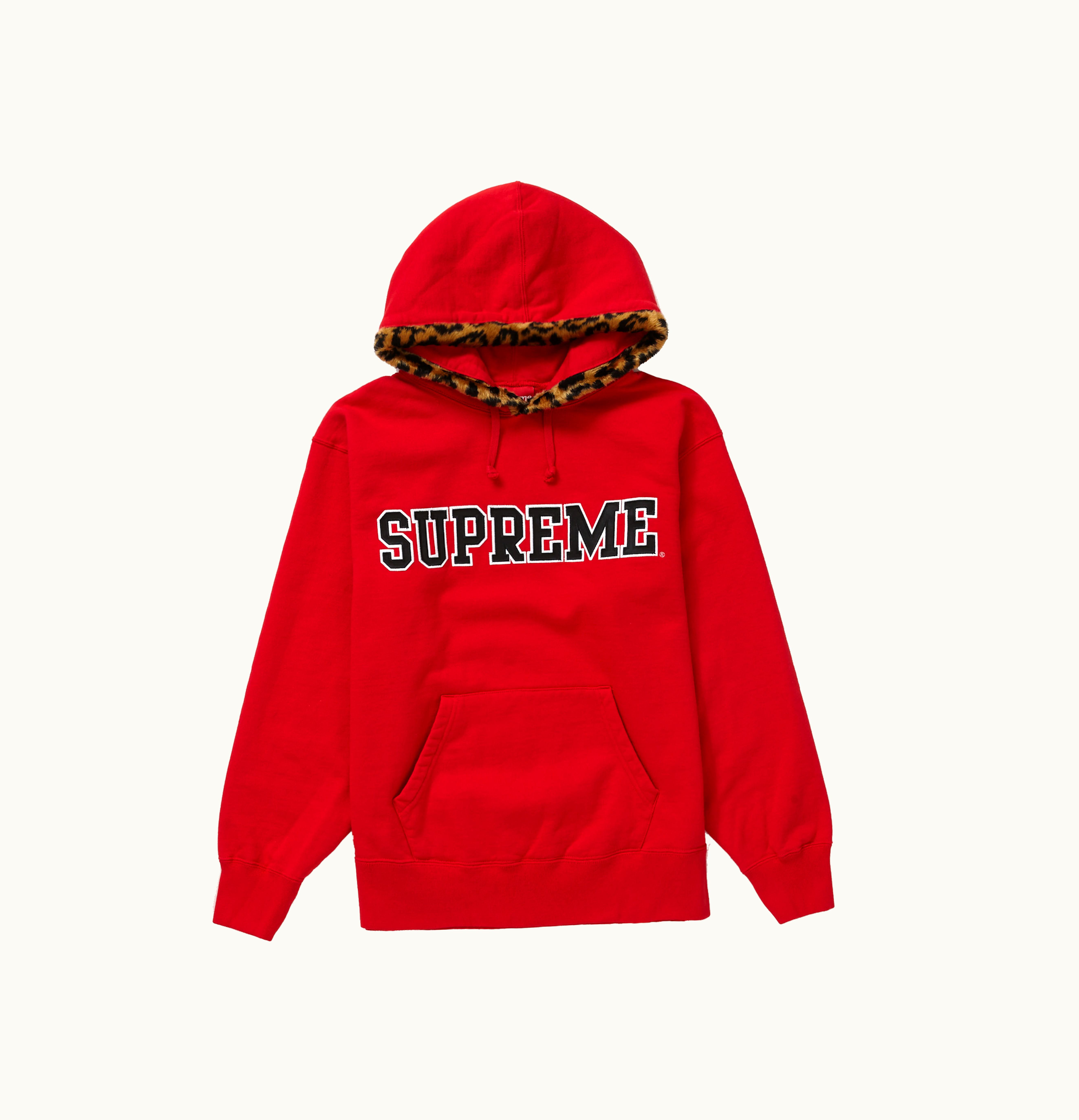 Supreme Supreme Leopard Trim Hooded Sweatshirt Red