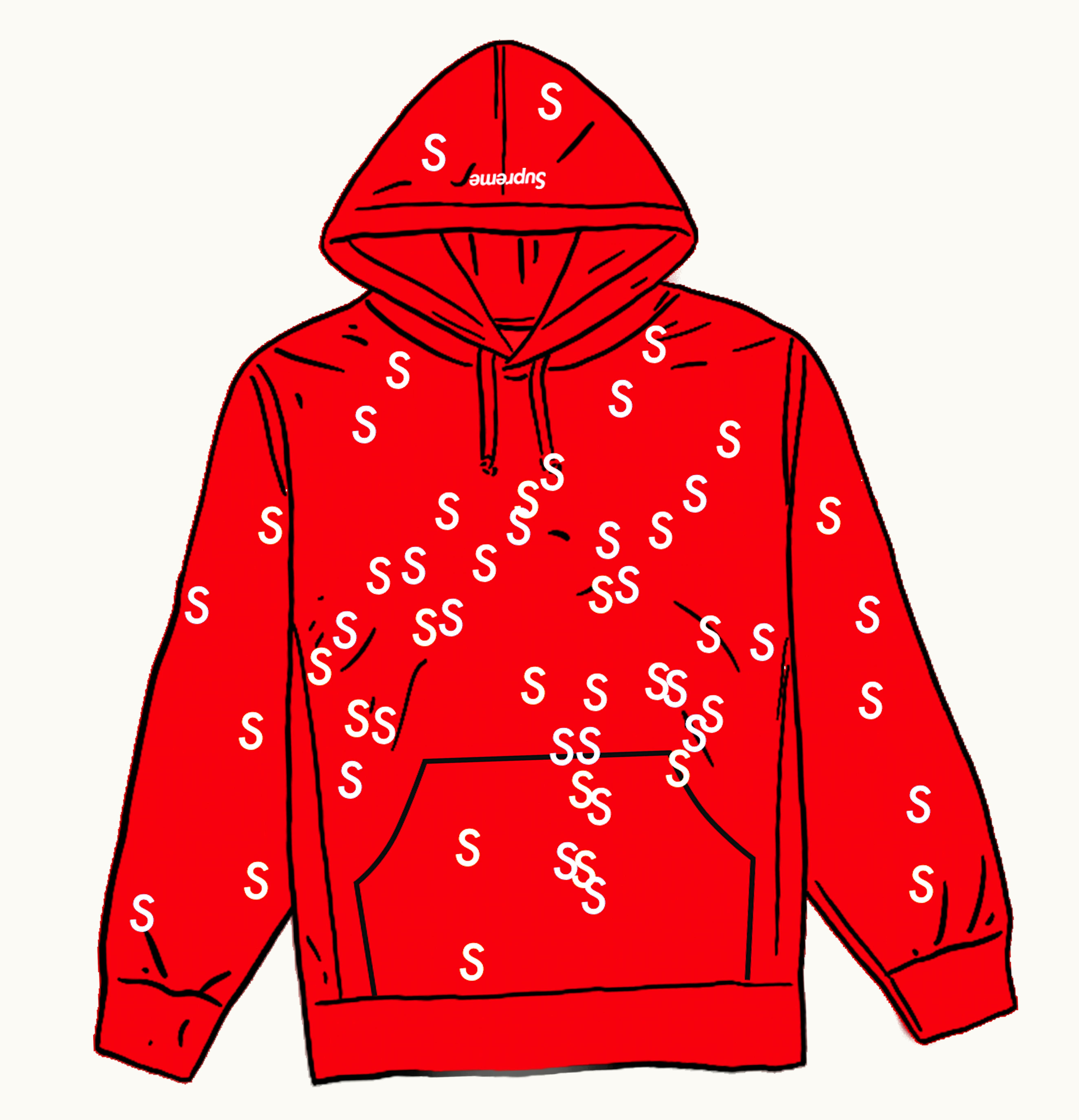 Supreme Supreme Embroidered S Hooded Sweatshirt Red