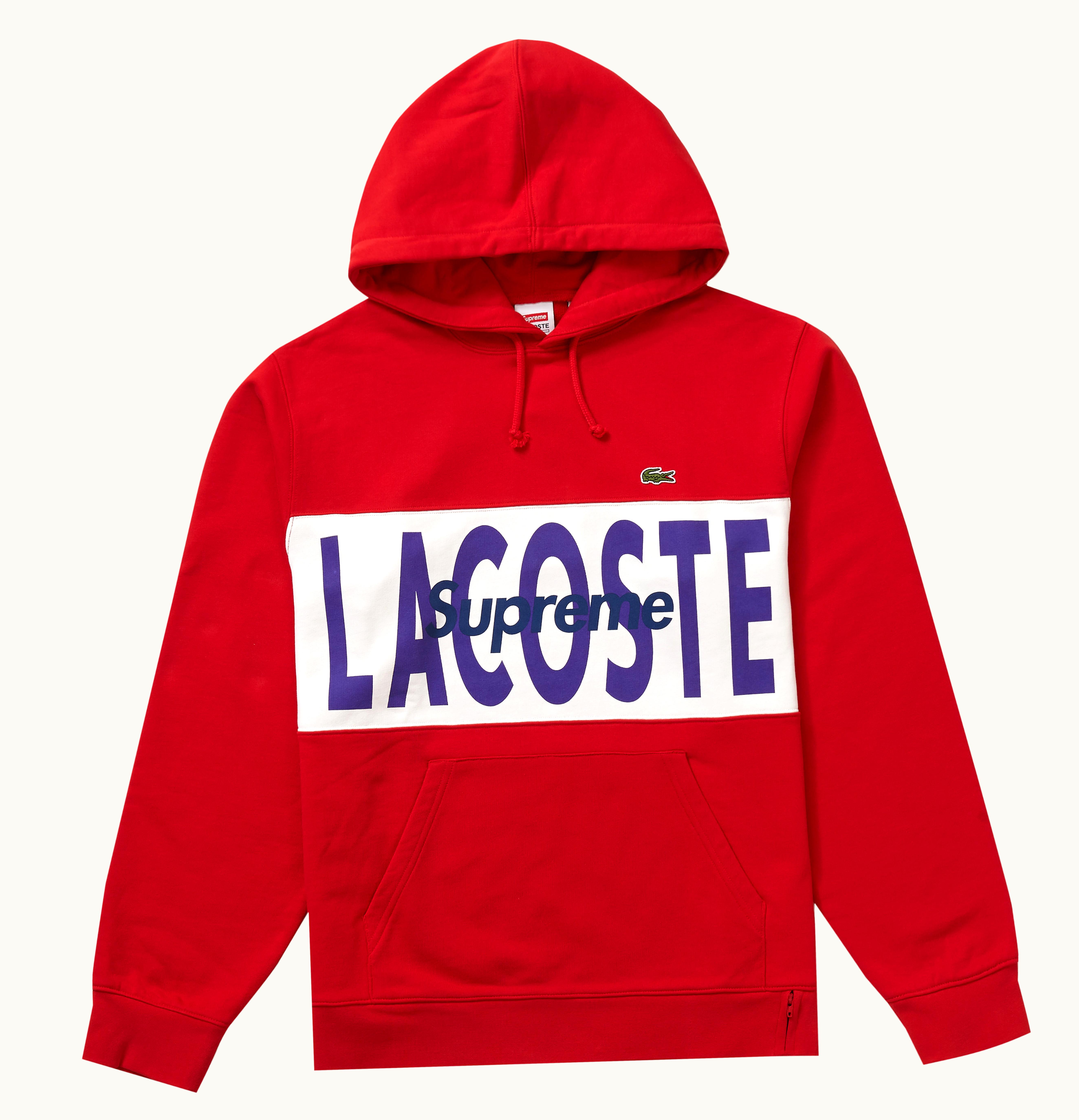 Supreme Supreme LACOSTE Logo Panel Hooded Sweatshirt Red