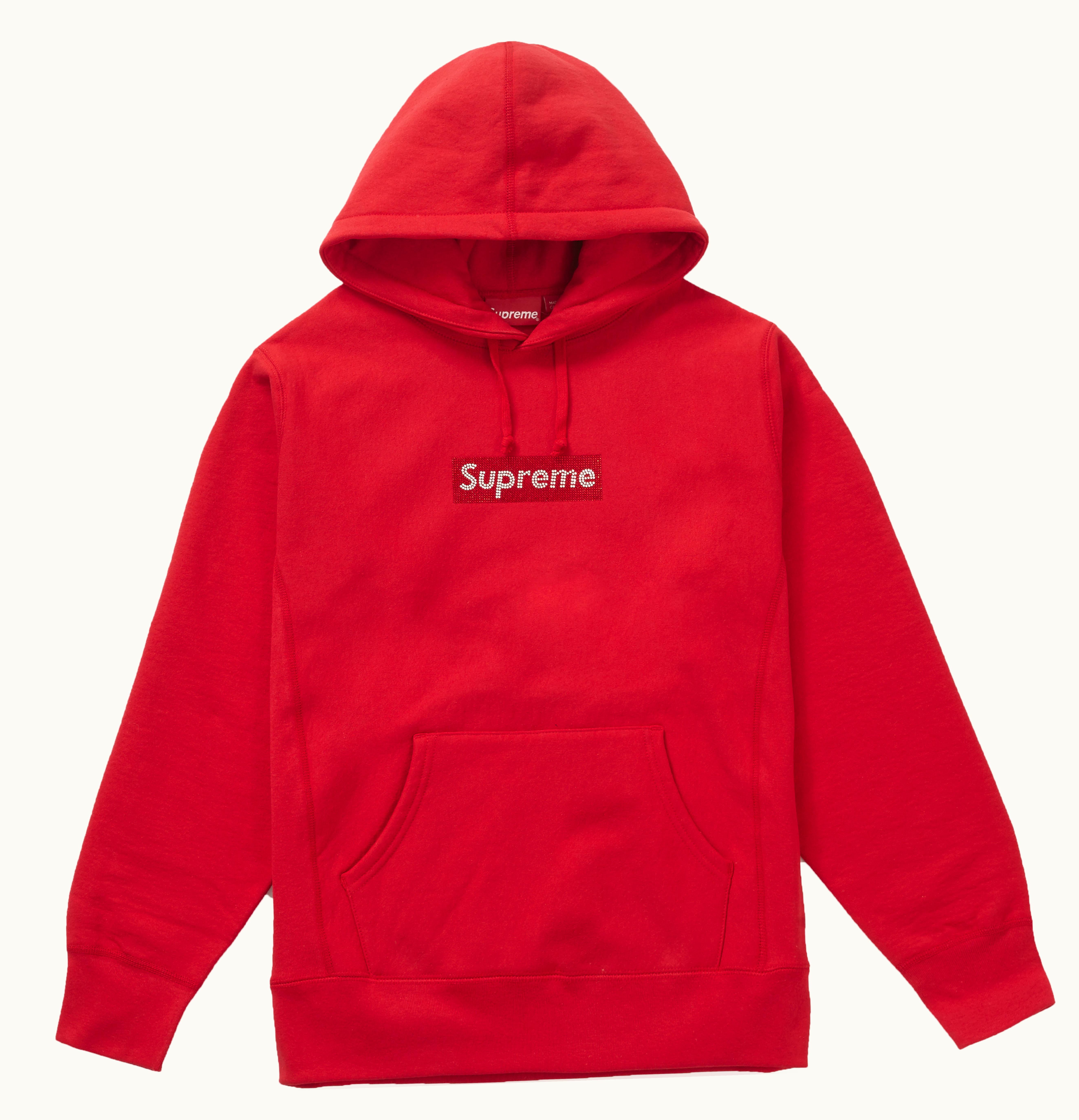 Supreme Supreme Swarovski Box Logo Hooded Sweatshirt Red