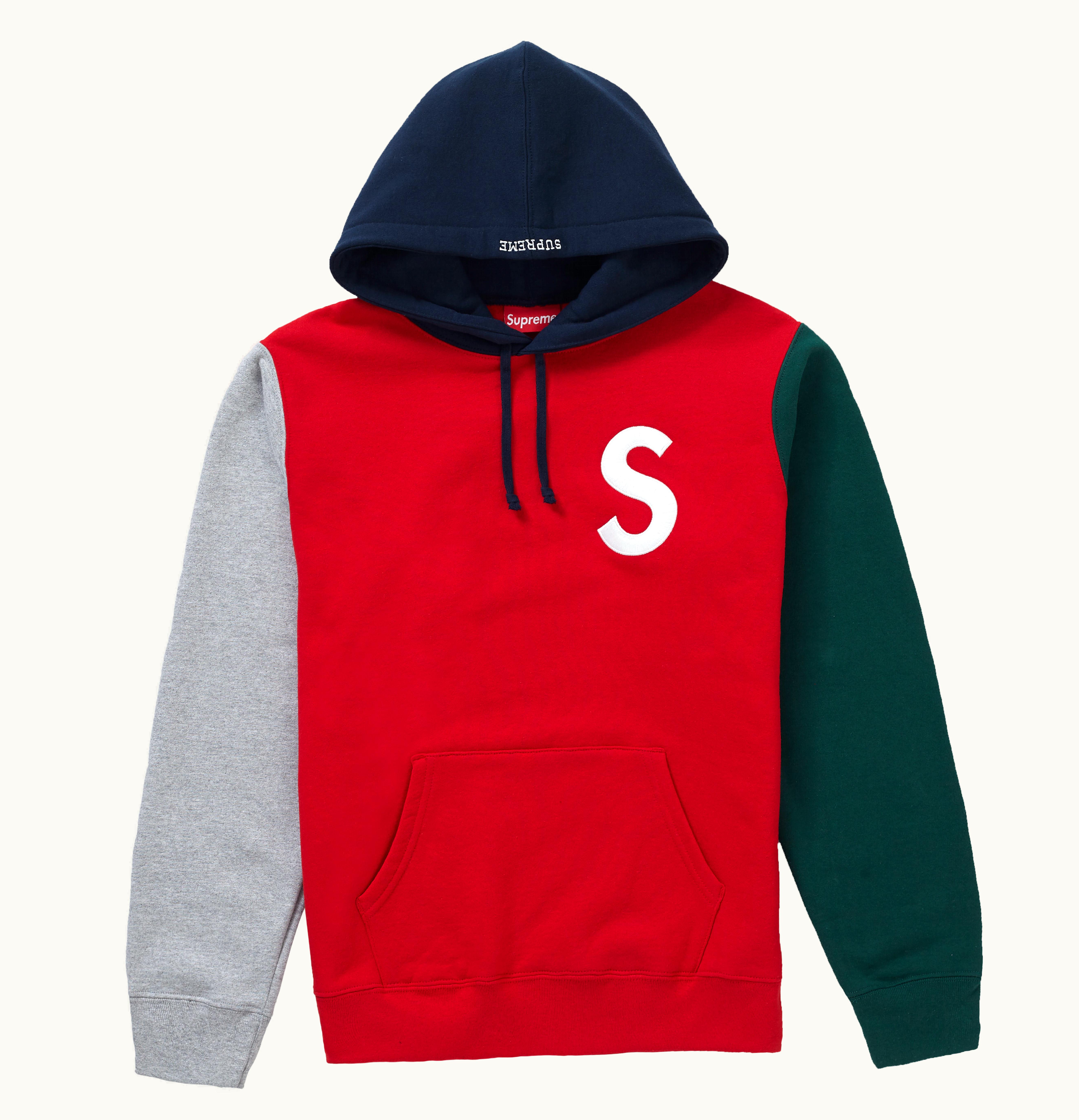 Supreme Supreme S Logo Colorblocked Hooded Sweatshirt Red