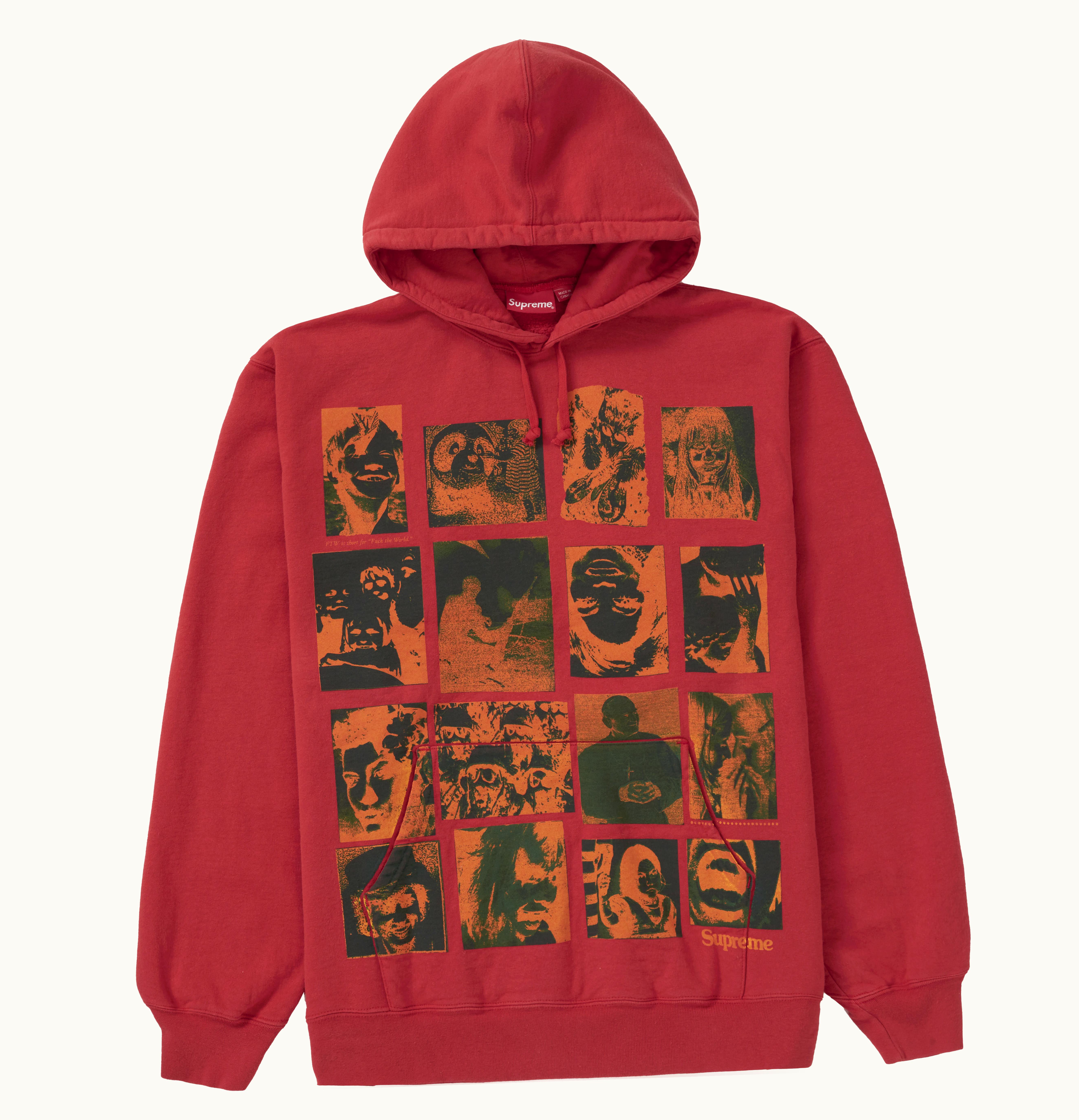 Supreme Supreme Collage Grid Hooded Sweatshirt Burnt Red