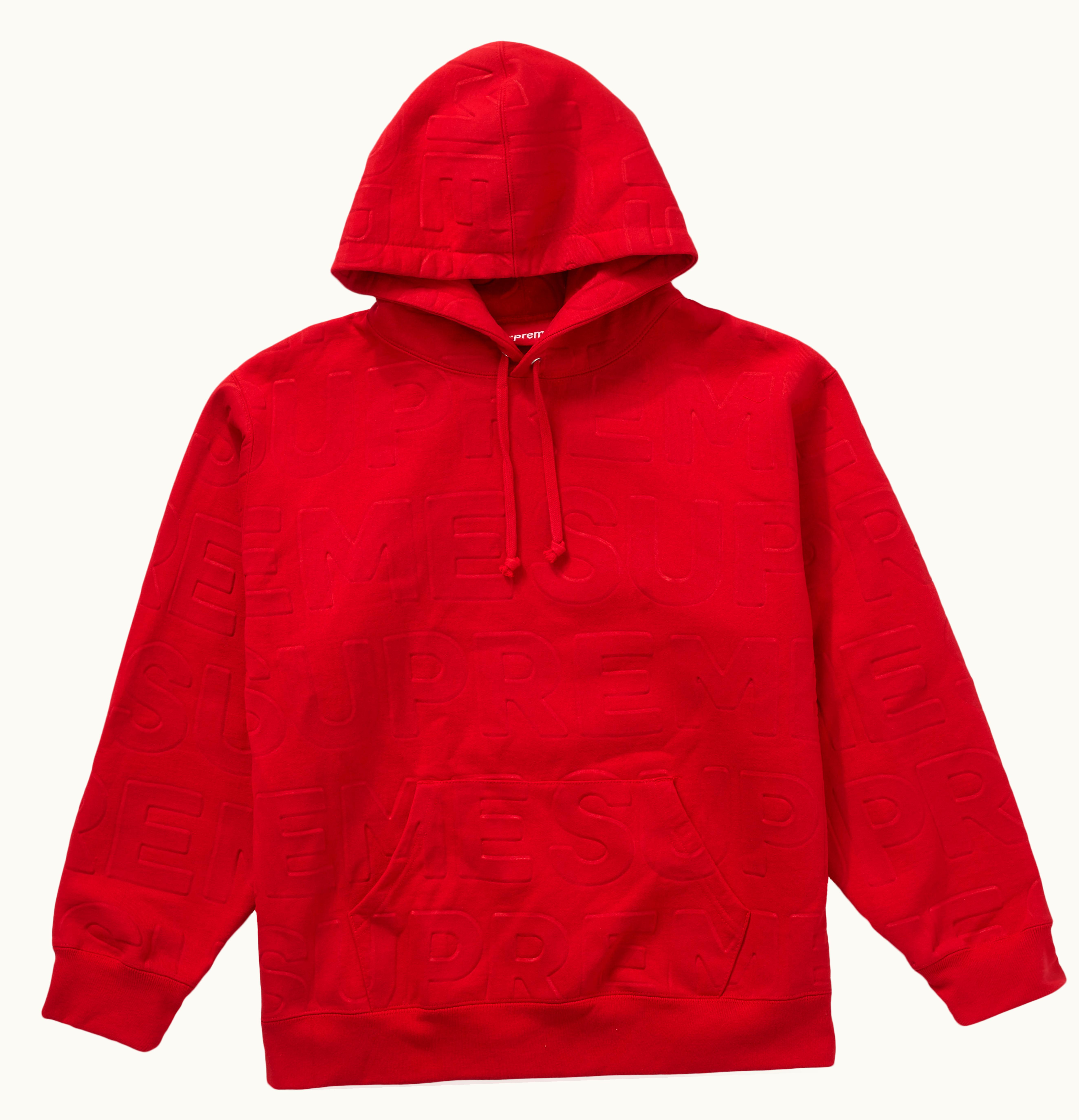 Supreme Supreme Embossed Logos Hooded Sweatshirt Red