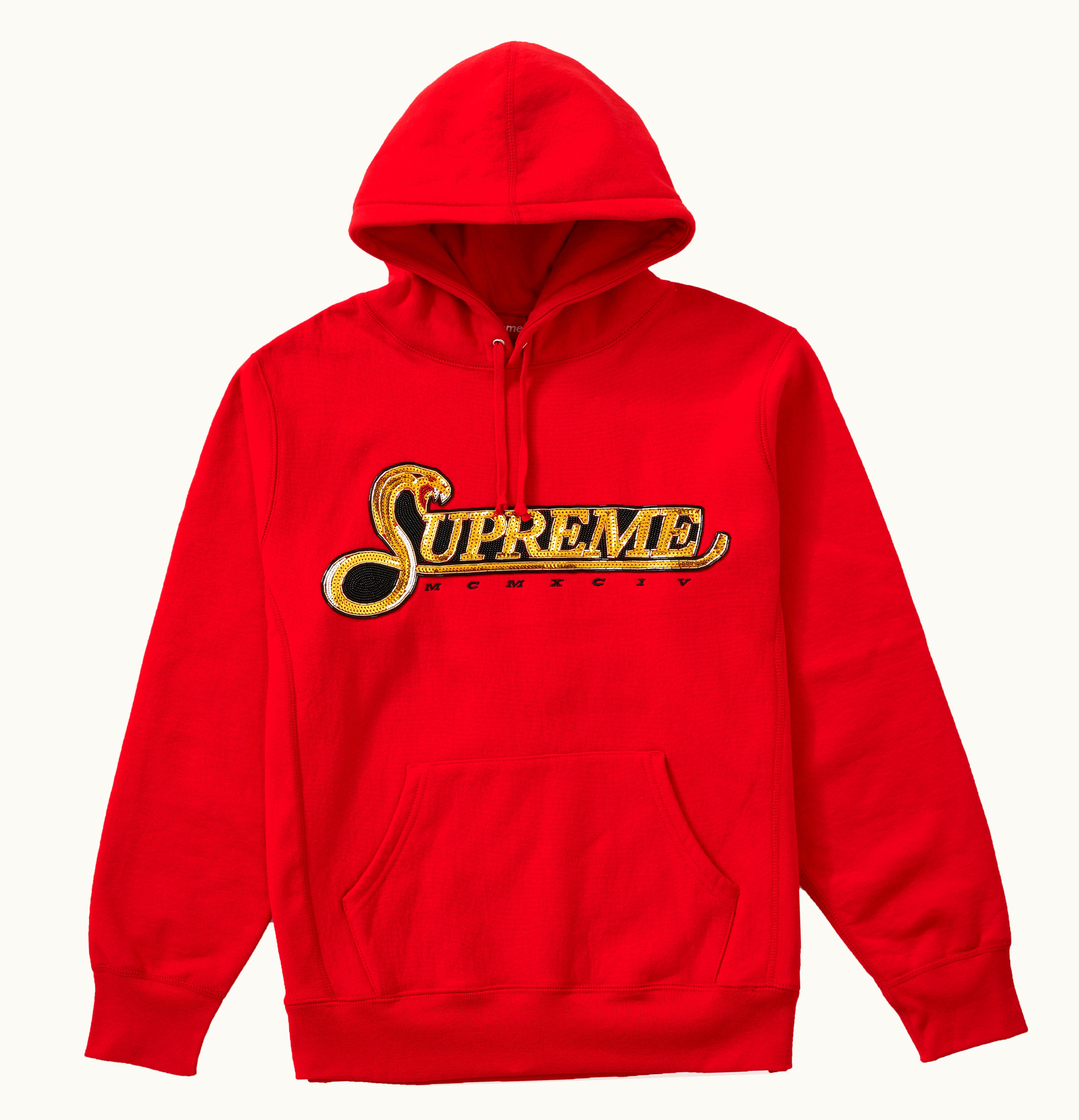 Supreme Supreme Sequin Viper Hooded Sweatshirt Red