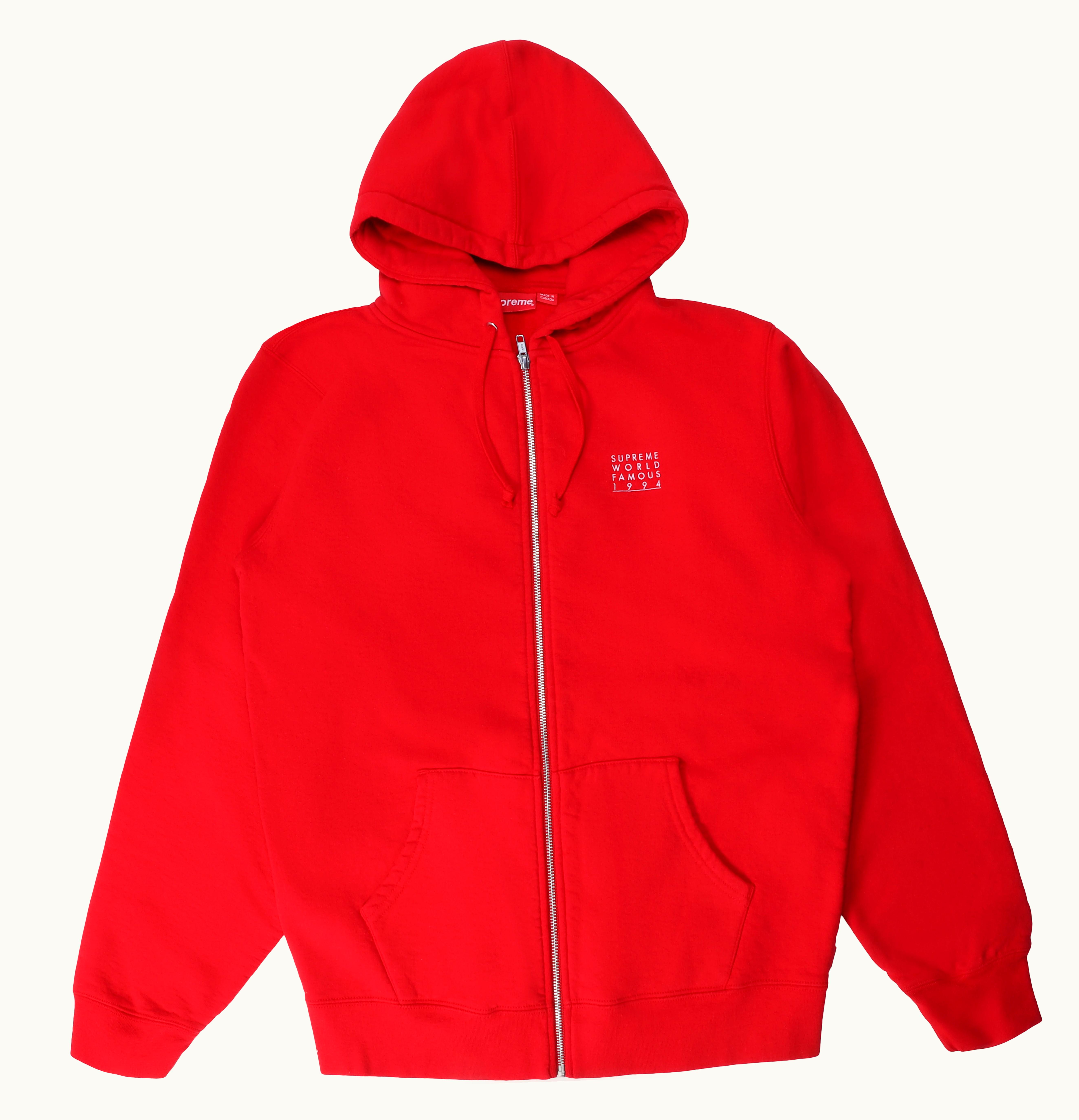 Supreme Supreme World Famous Zip Up Hooded Sweatshirt Red