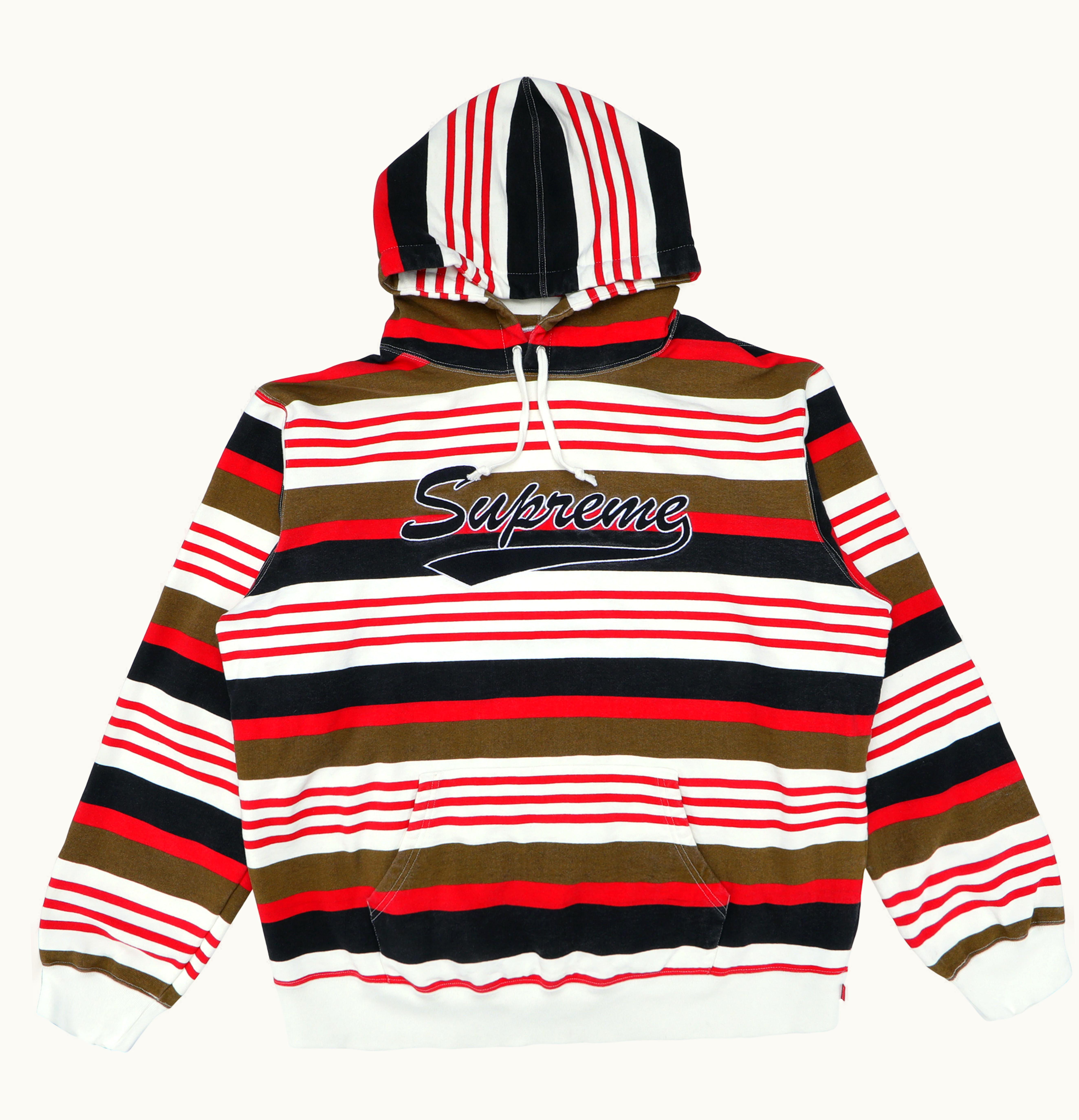 Supreme Supreme Striped Hooded Sweatshirt Red