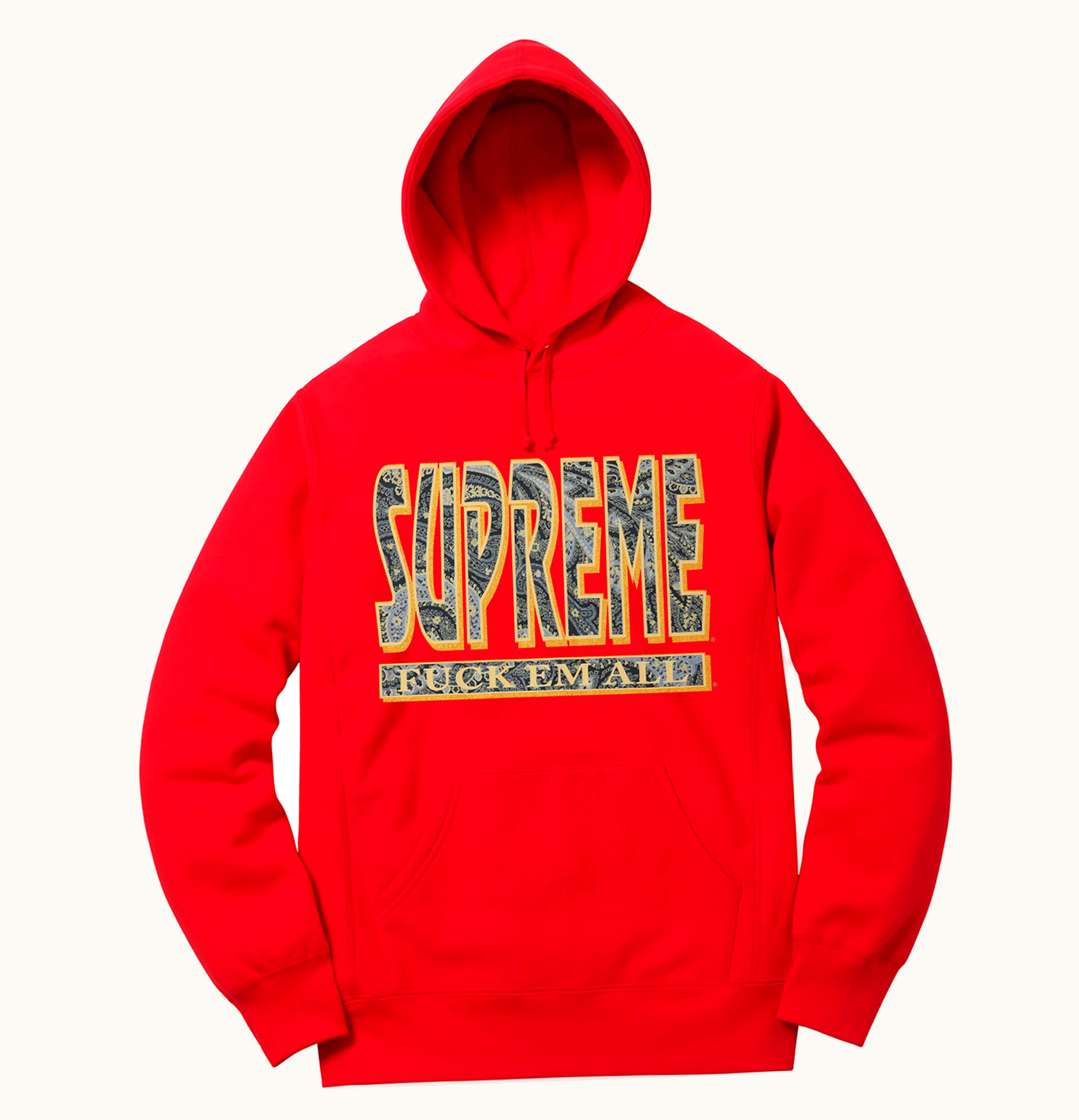 Supreme Supreme Paisley Fuck Em All Hoodie Red