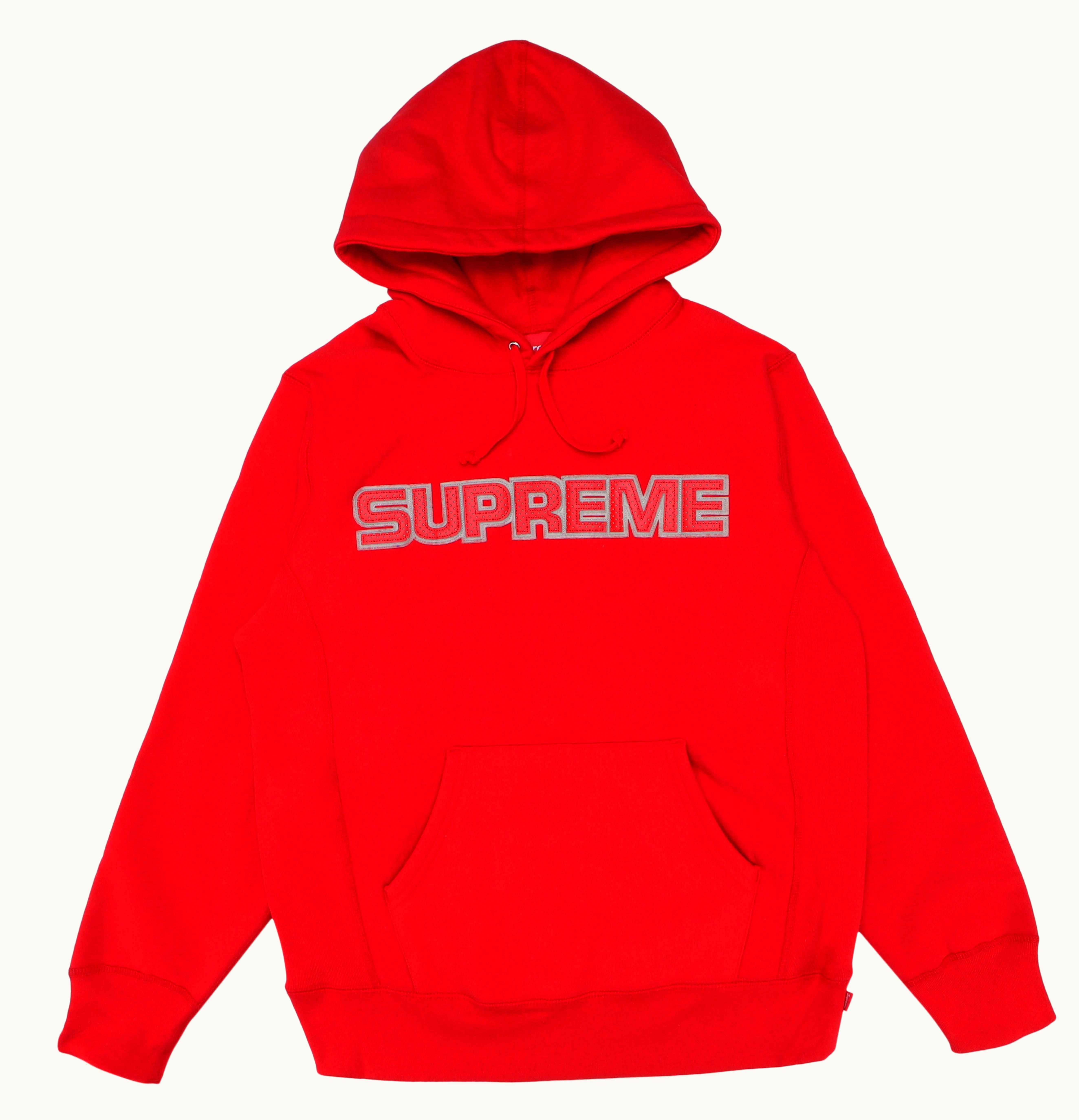 Supreme Supreme Perforated Leather Hooded Sweatshirt Red