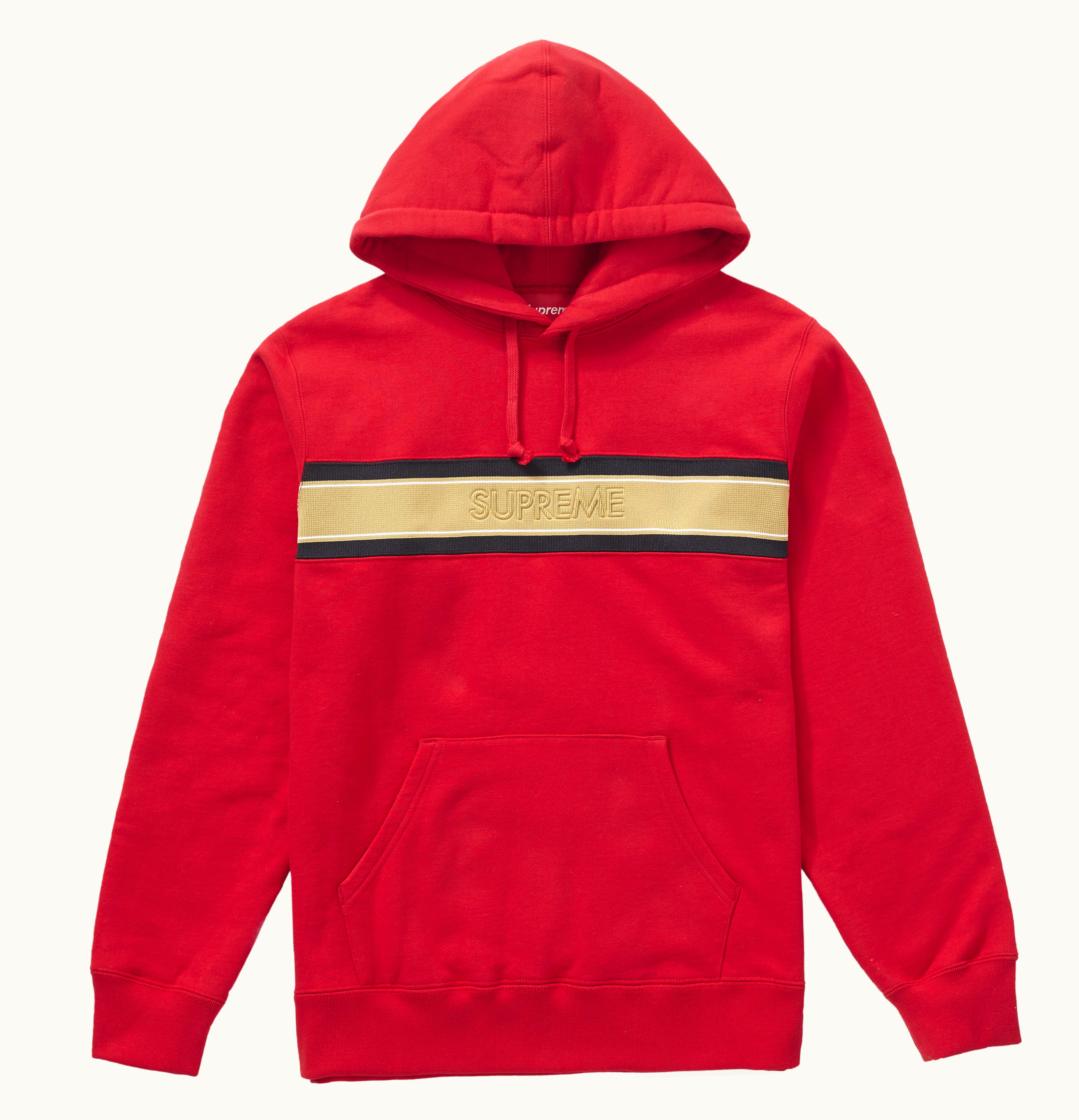 Supreme Supreme Chest Stripe Logo Hooded Sweatshirt Red