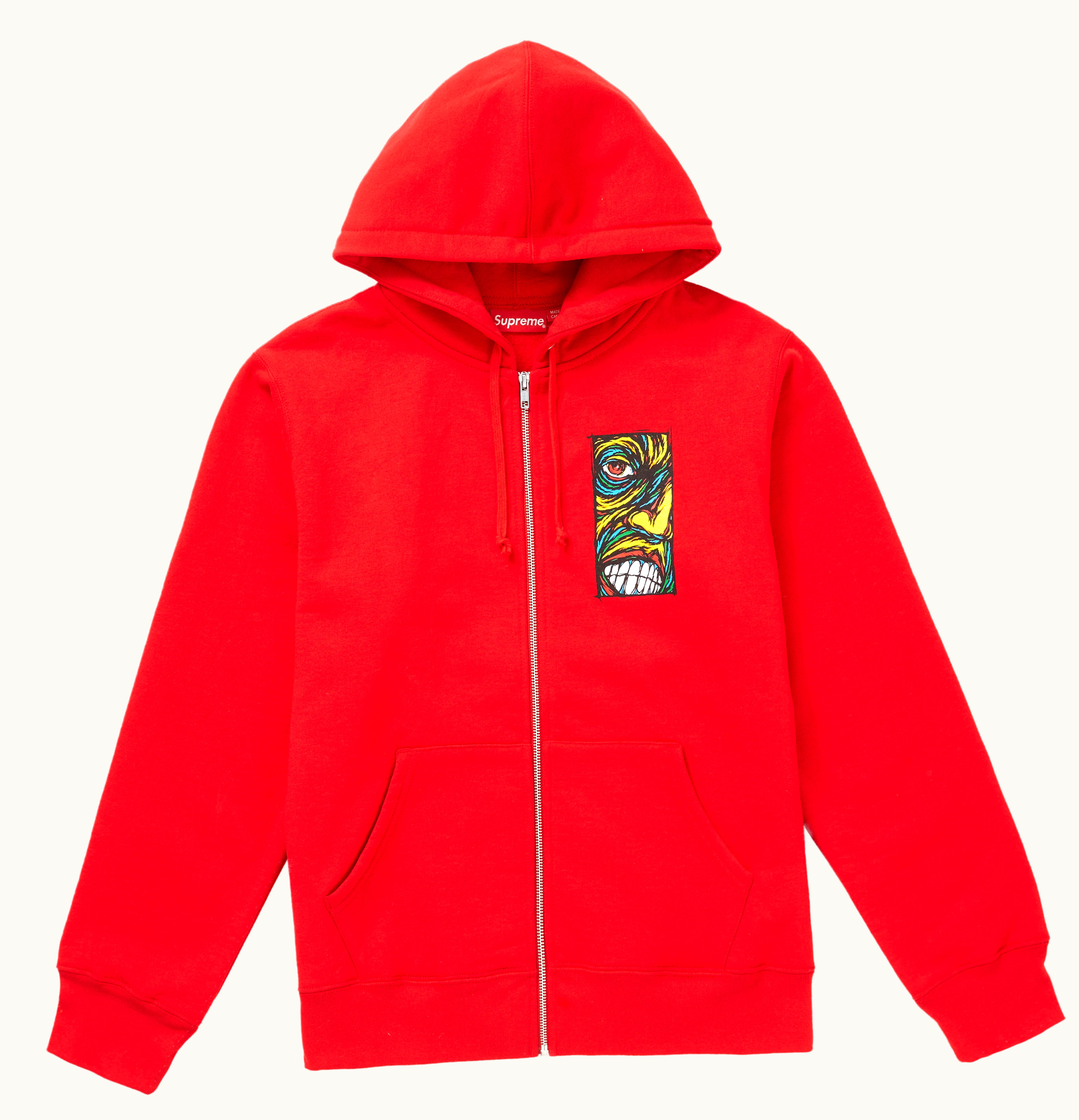 Supreme Supreme Disturbed Zip Up Hooded Sweatshirt Red