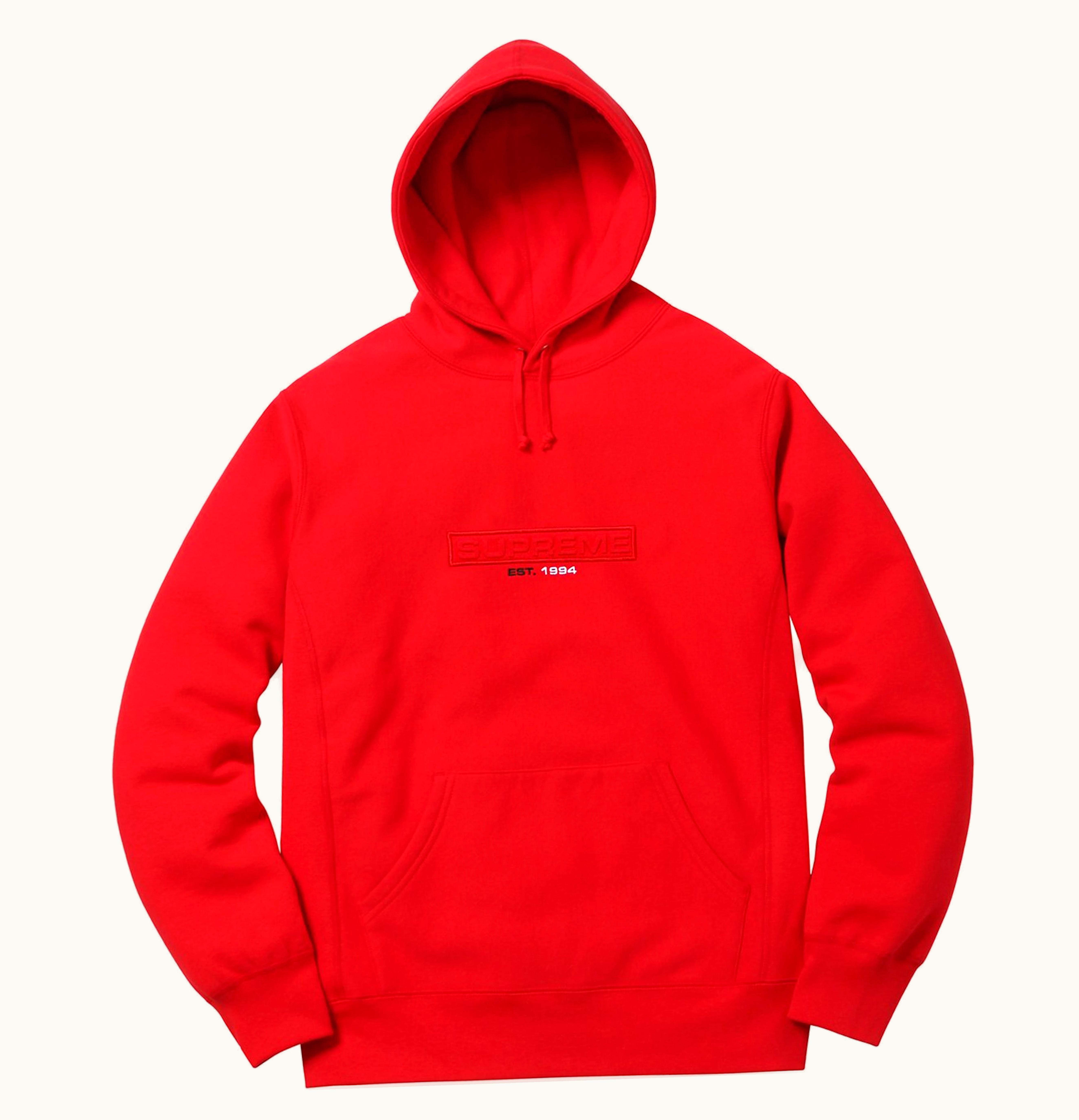 Supreme Supreme Embossed Logo Hooded Sweatshirt SS18 Red