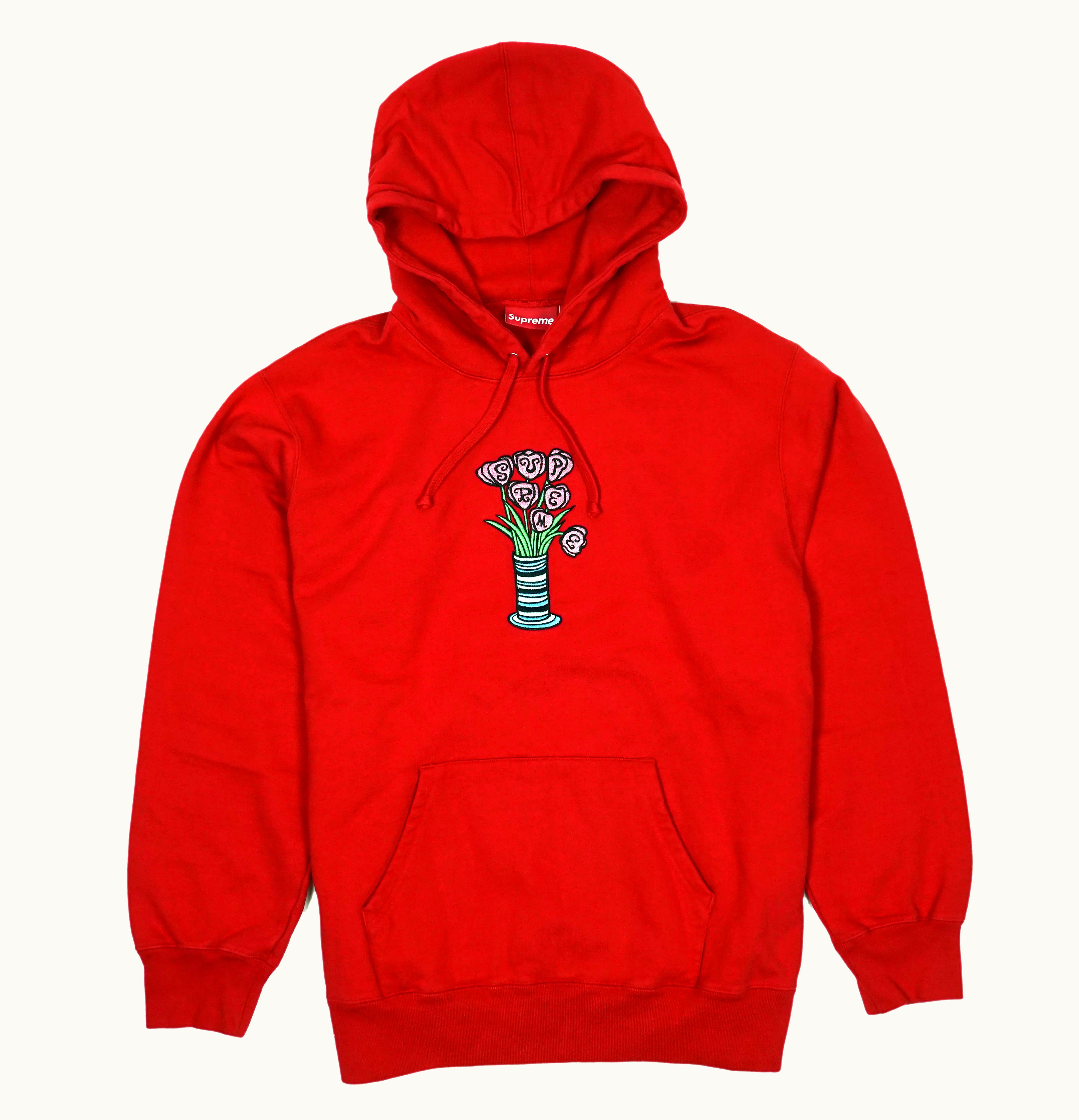 Supreme Supreme Flowers Hooded Sweatshirt Red