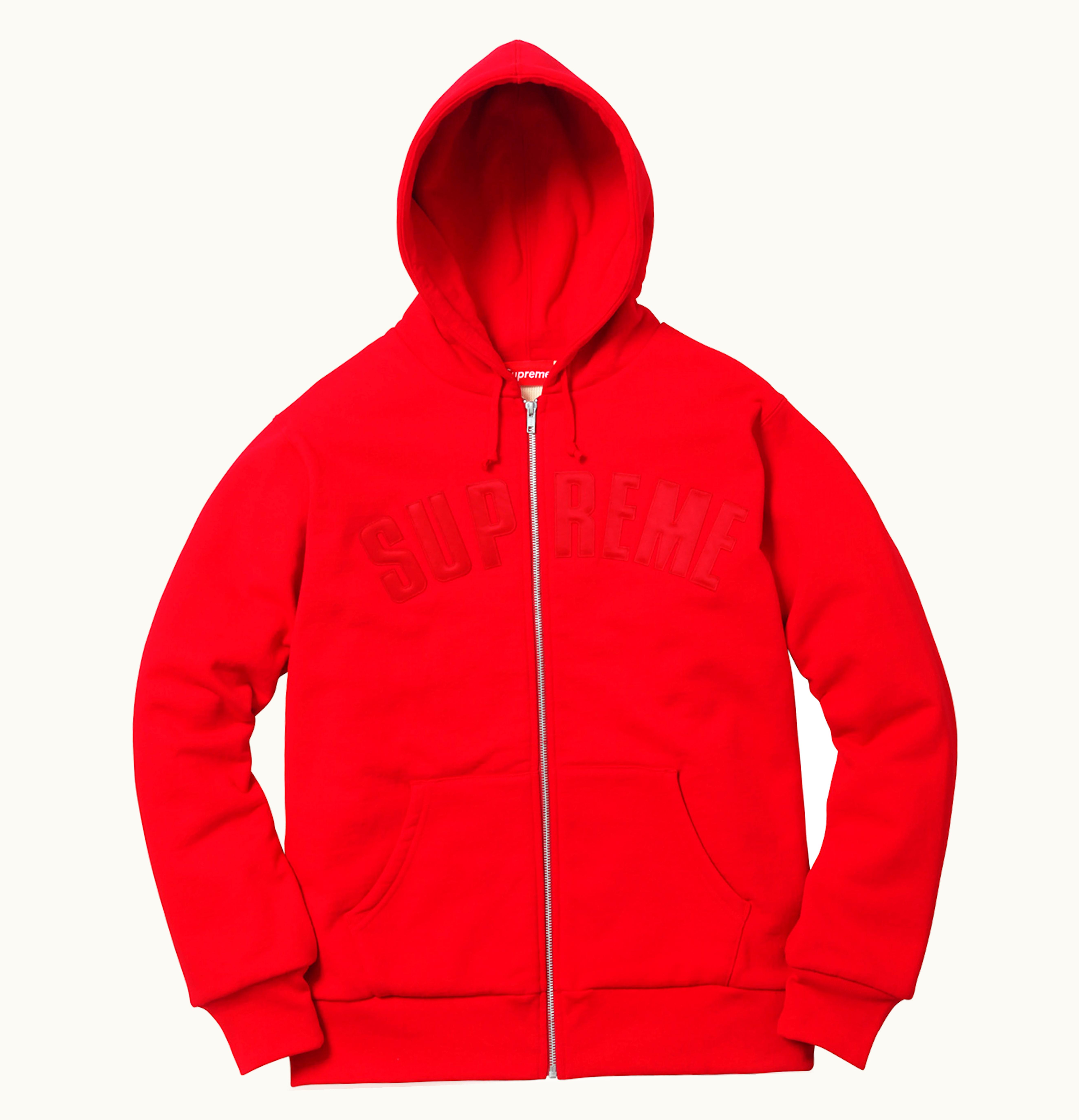Supreme Supreme Arc Logo Thermal Zip Up Sweatshirt Red