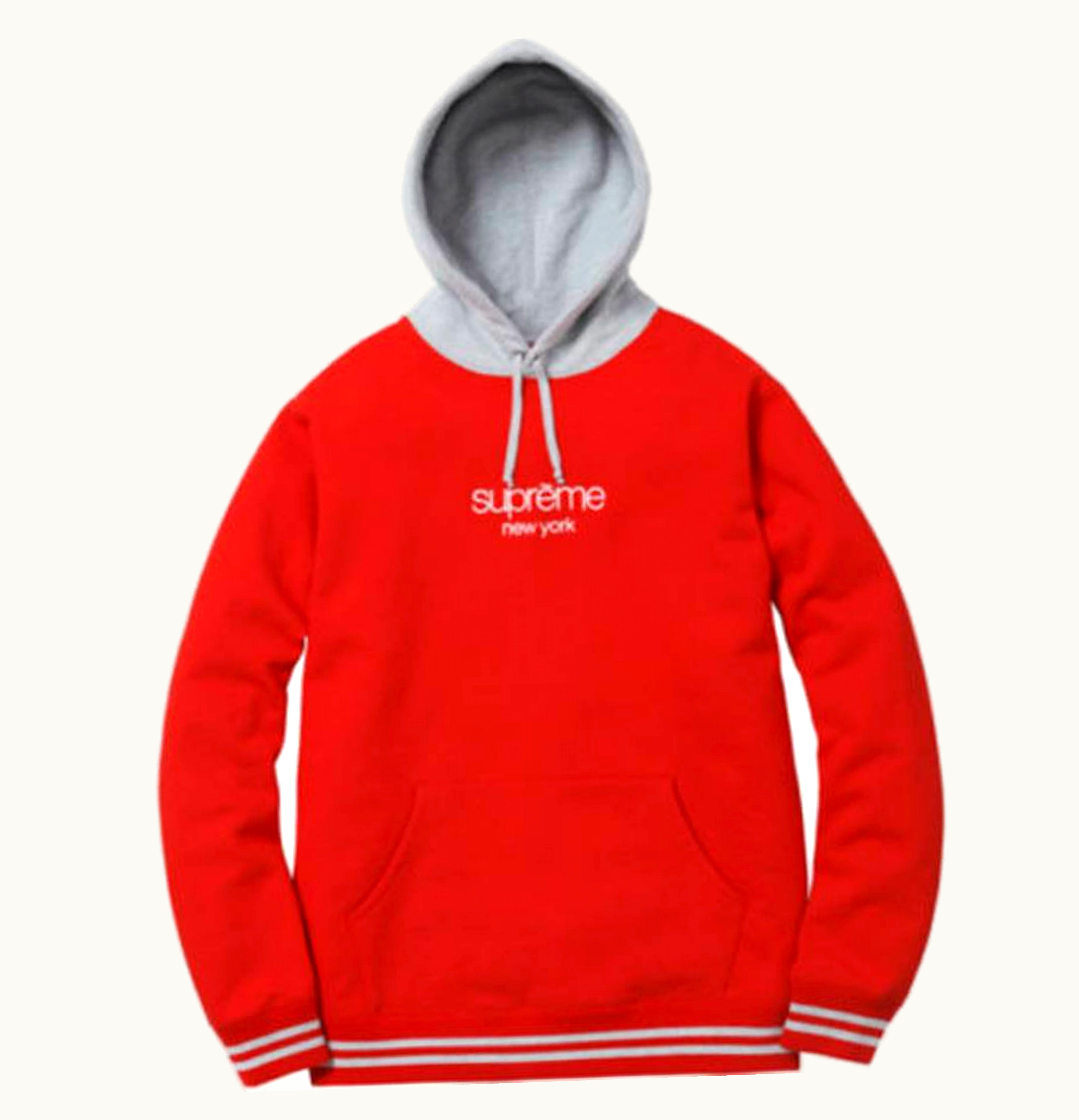 Supreme Supreme Classic Logo Two Tone Hoodie Red