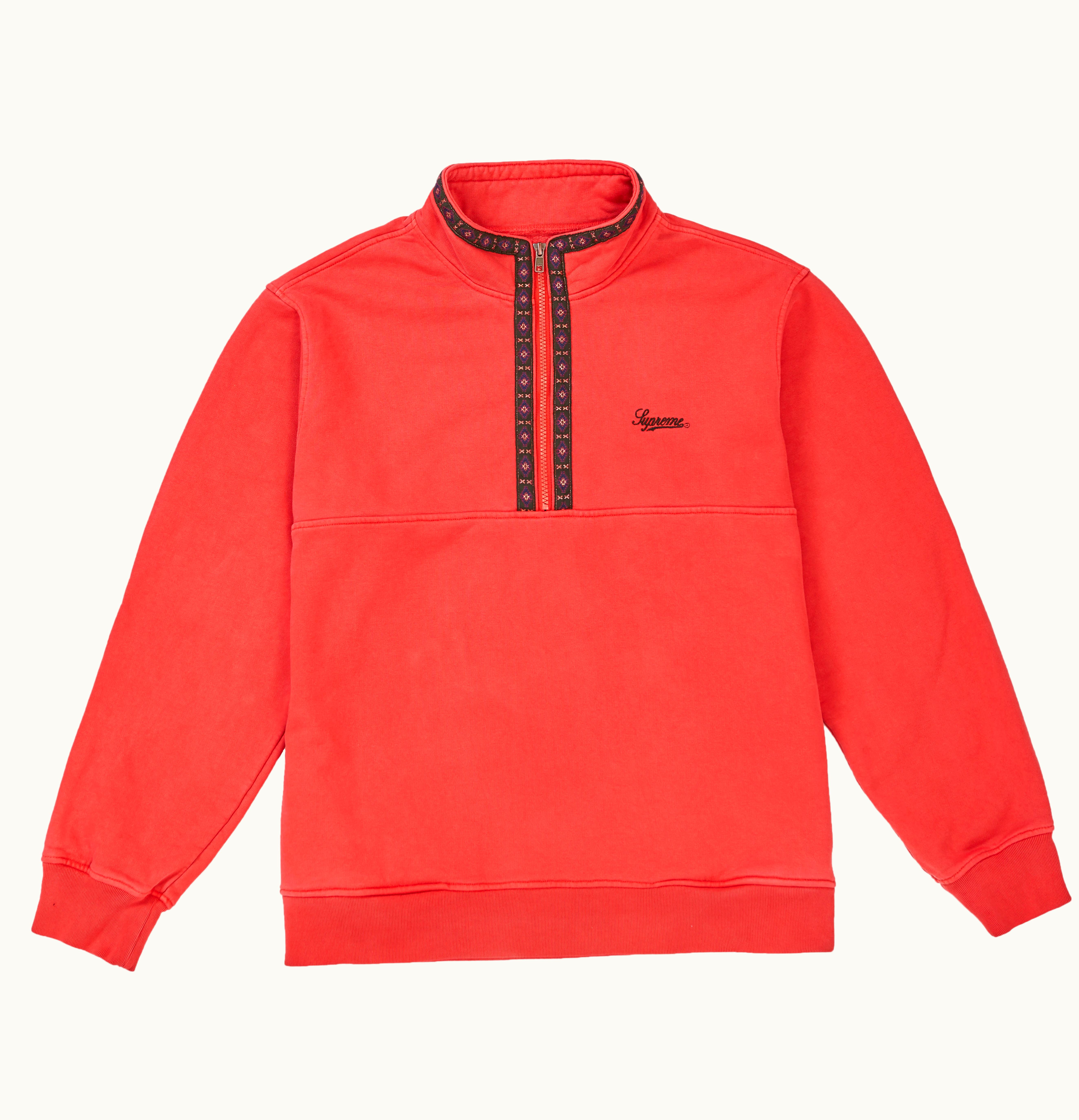Supreme Supreme Overdyed Half Zip Sweatshirt Red