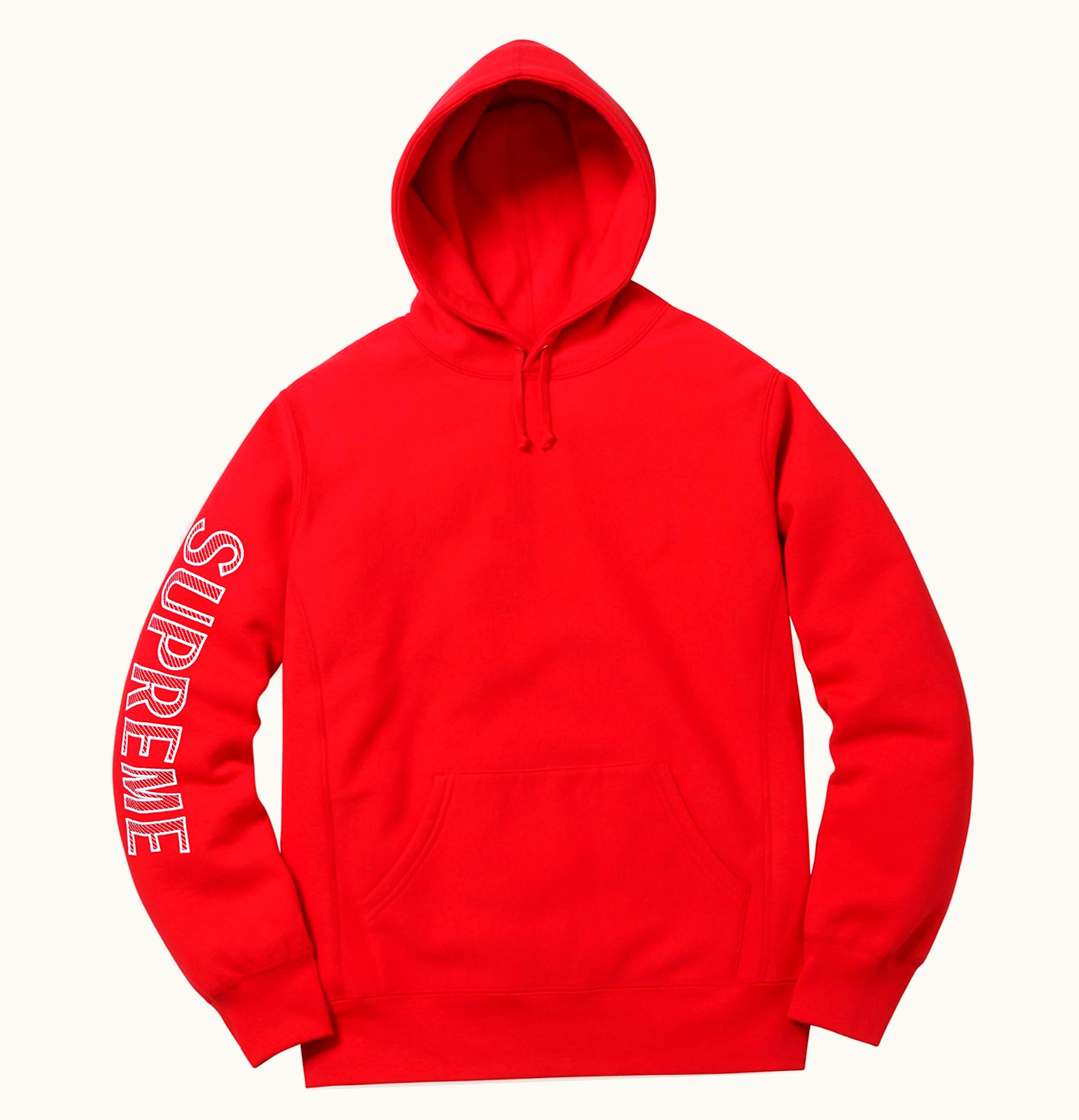 Supreme Supreme Sleeve Embroidery Hooded Sweatshirt Red