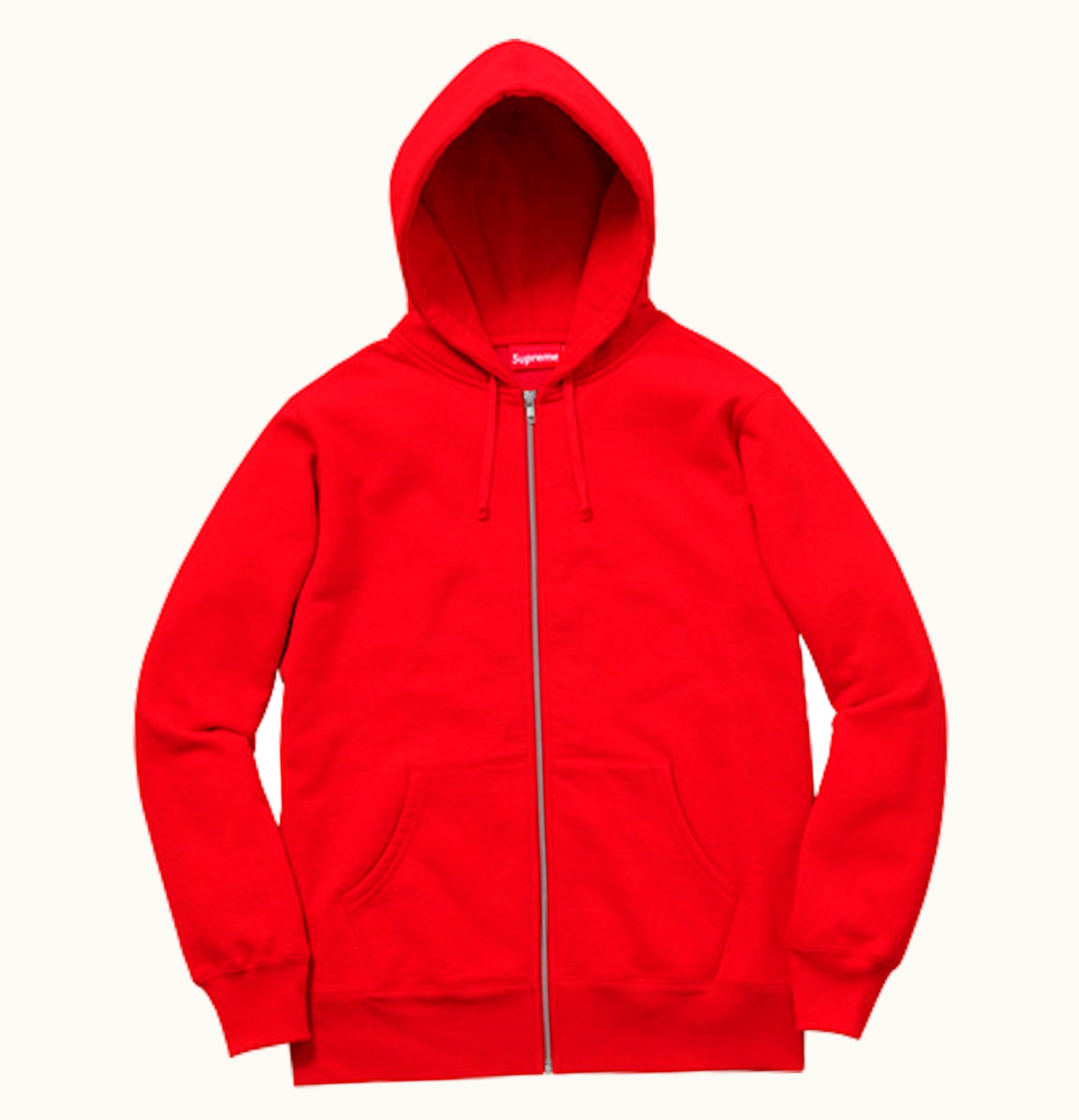 Supreme Supreme Rib Logo Zip Up Hoodie Red
