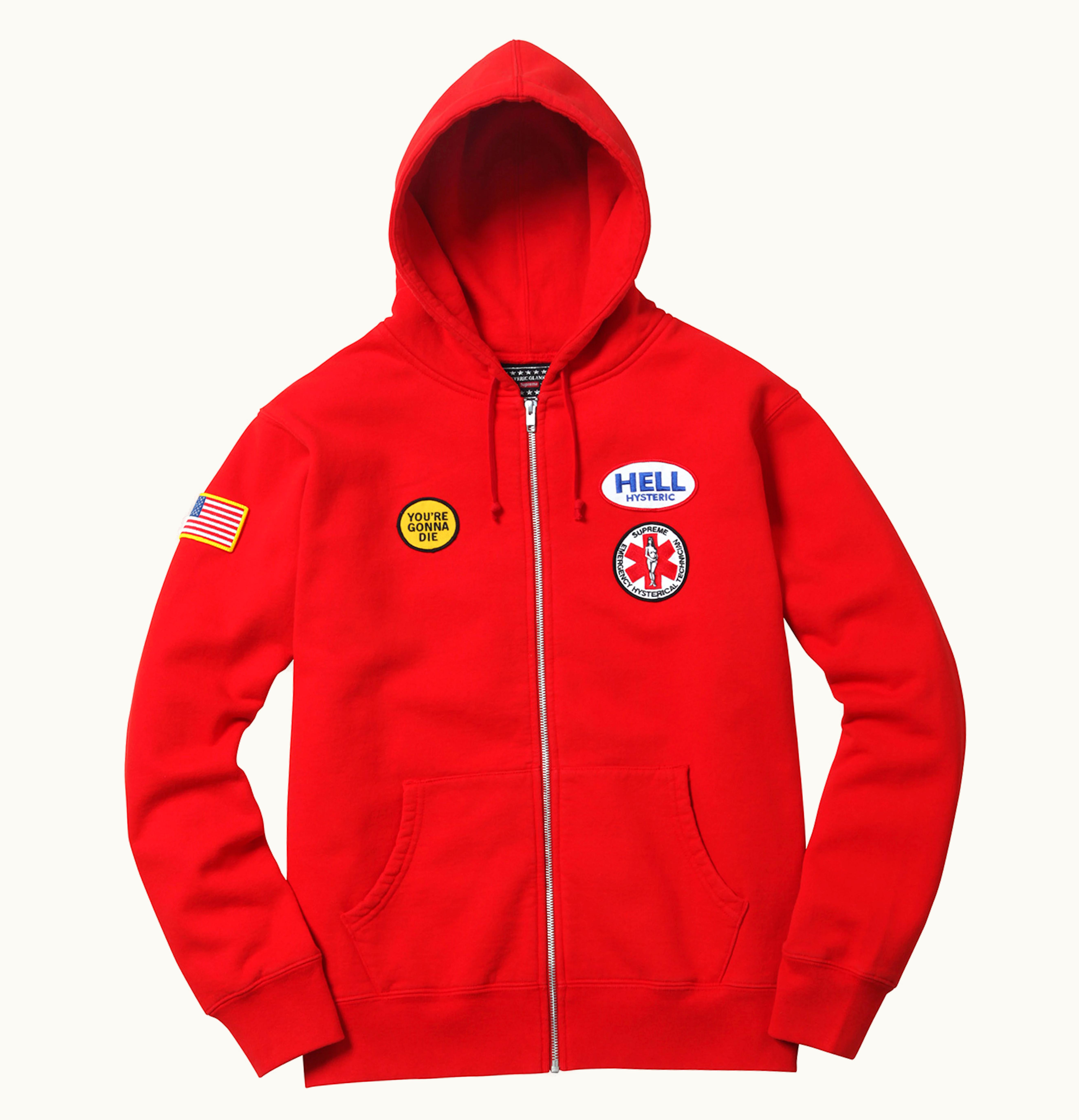 Supreme Supreme Hysteric Glamour Patches Zip Up Sweatshirt Red