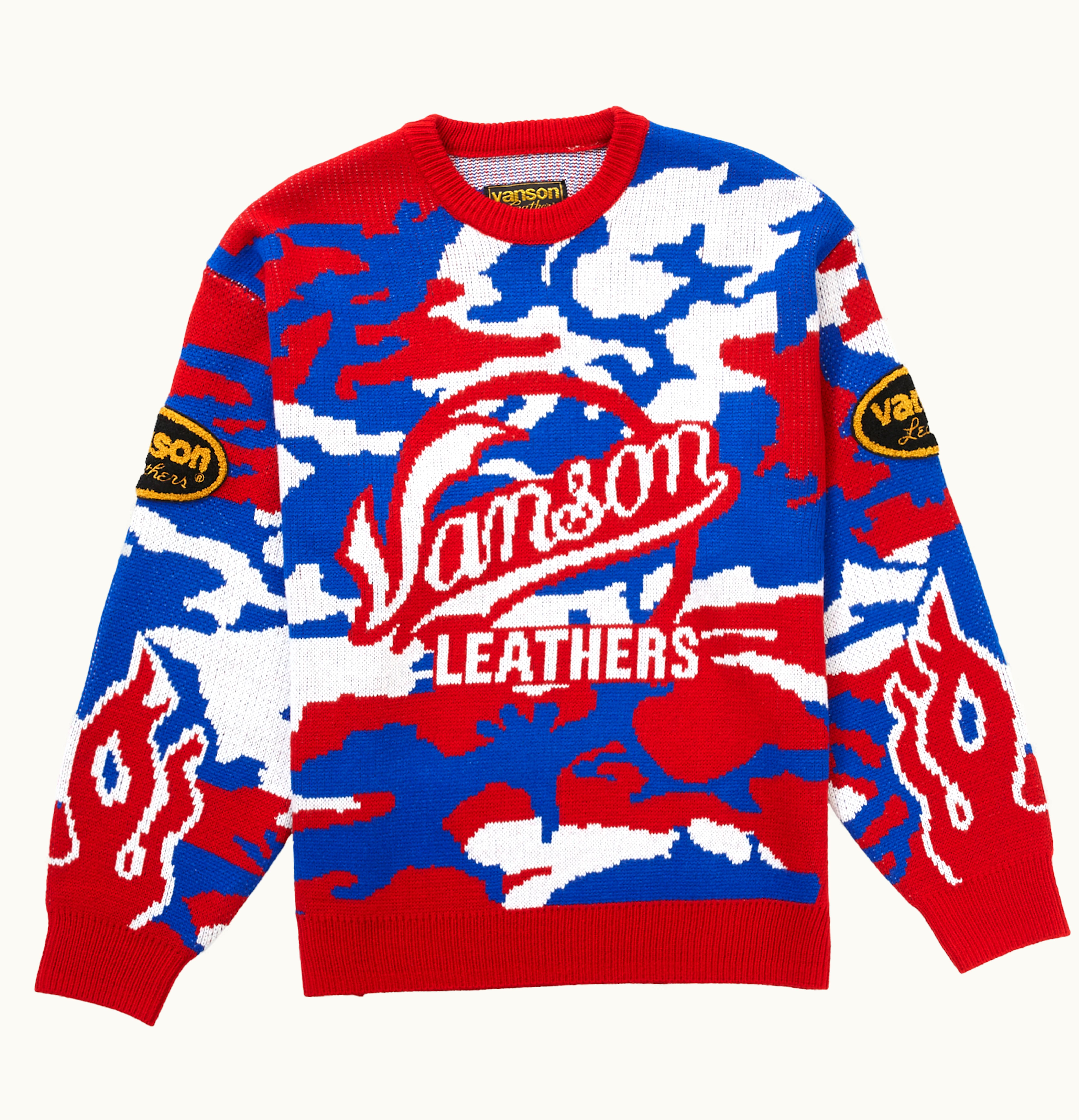 Supreme Supreme Vanson Leathers Sweater Red Camo