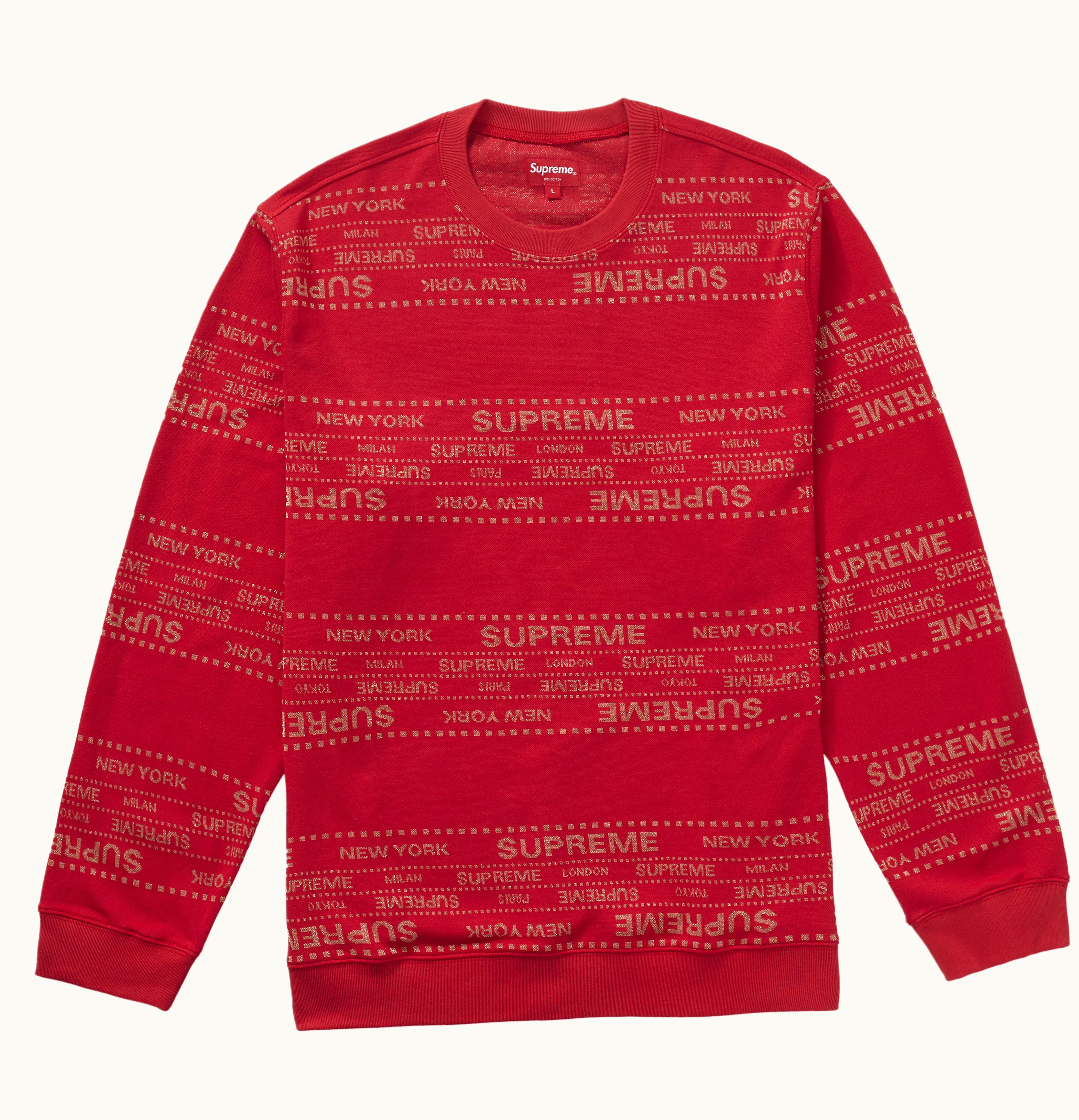Supreme Supreme Metallic Jacquard Crewneck Red