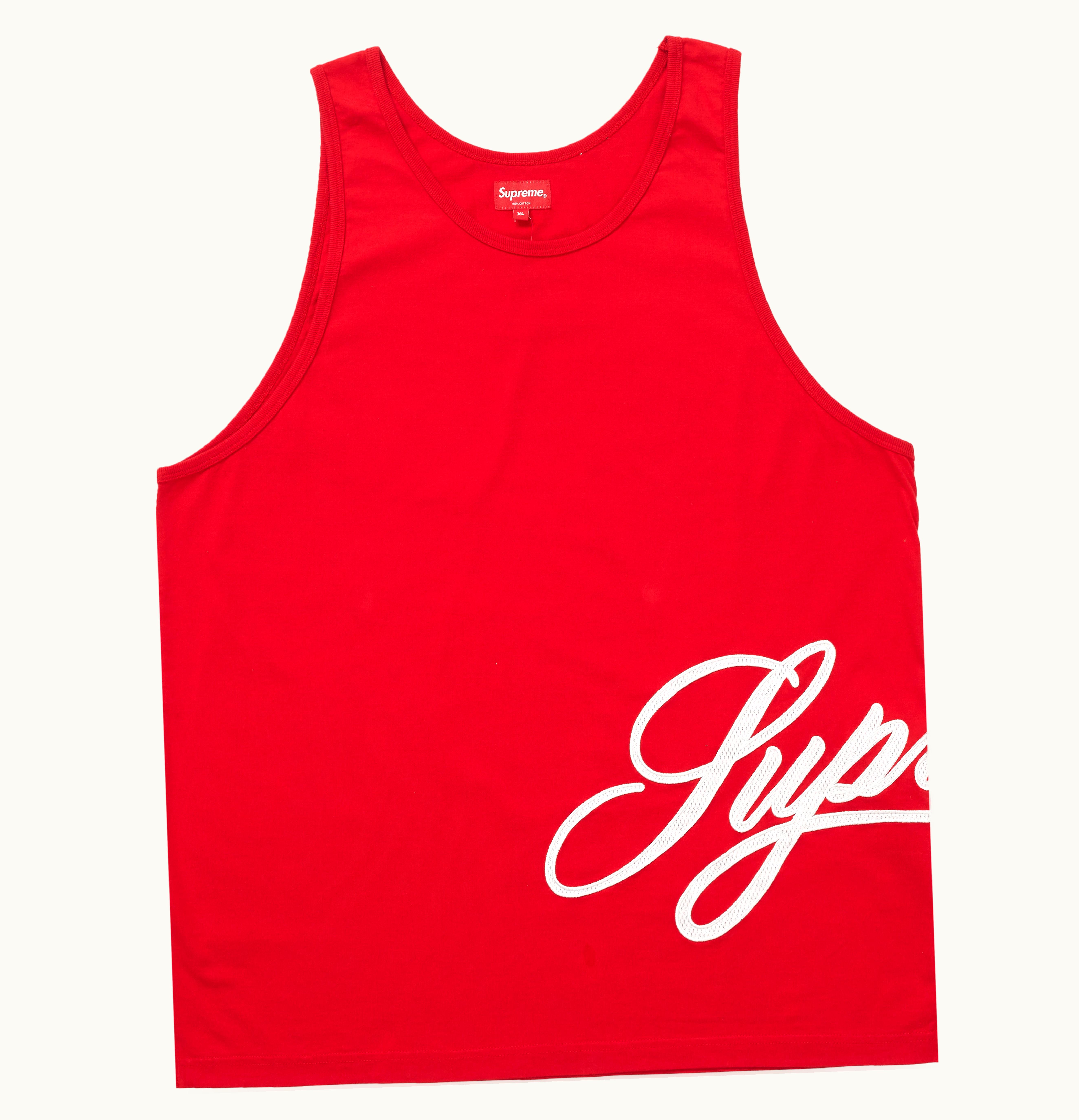 Supreme Supreme Mesh Script Tank Top Red