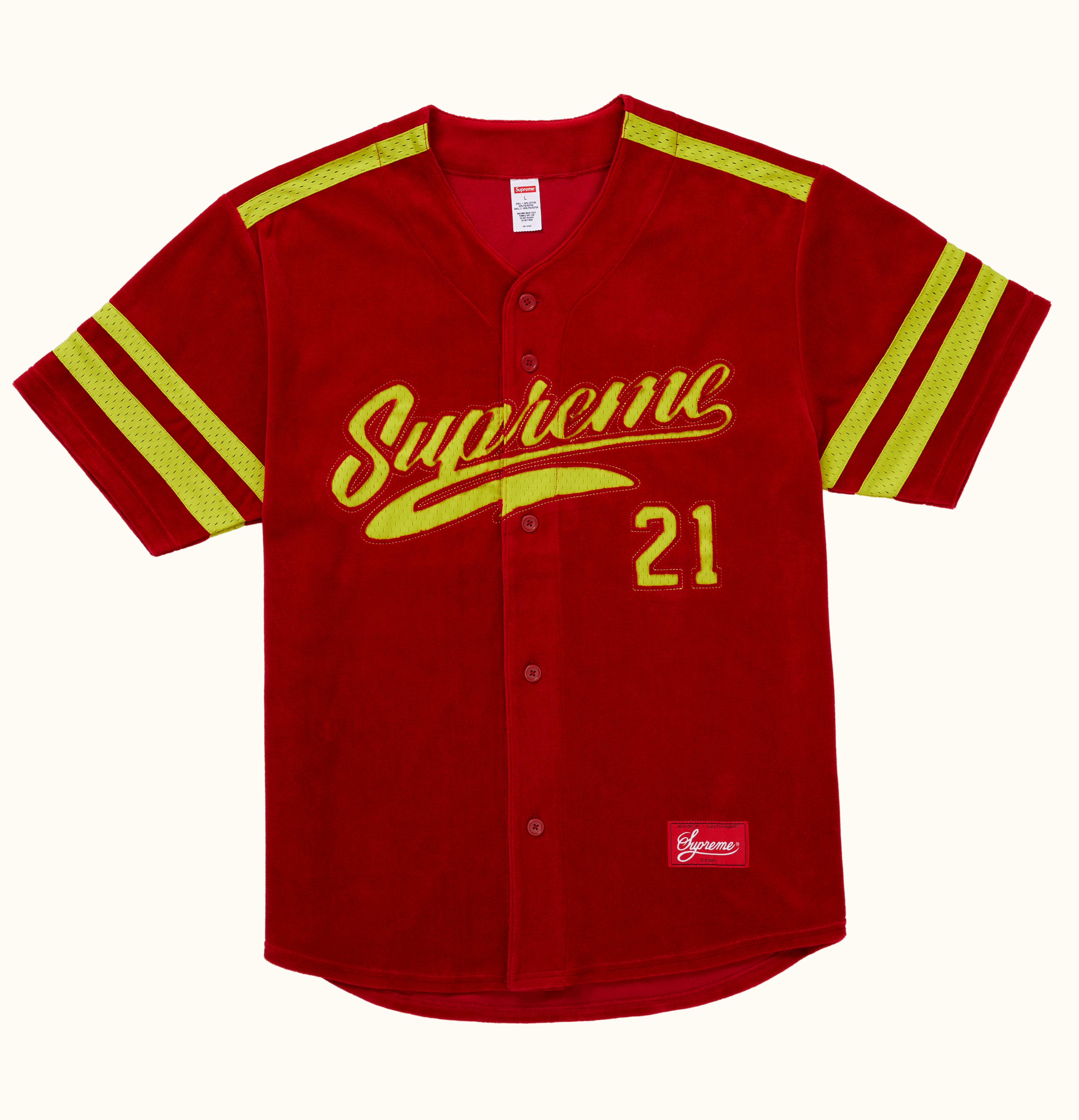 Supreme Supreme Velour Baseball Jersey Red