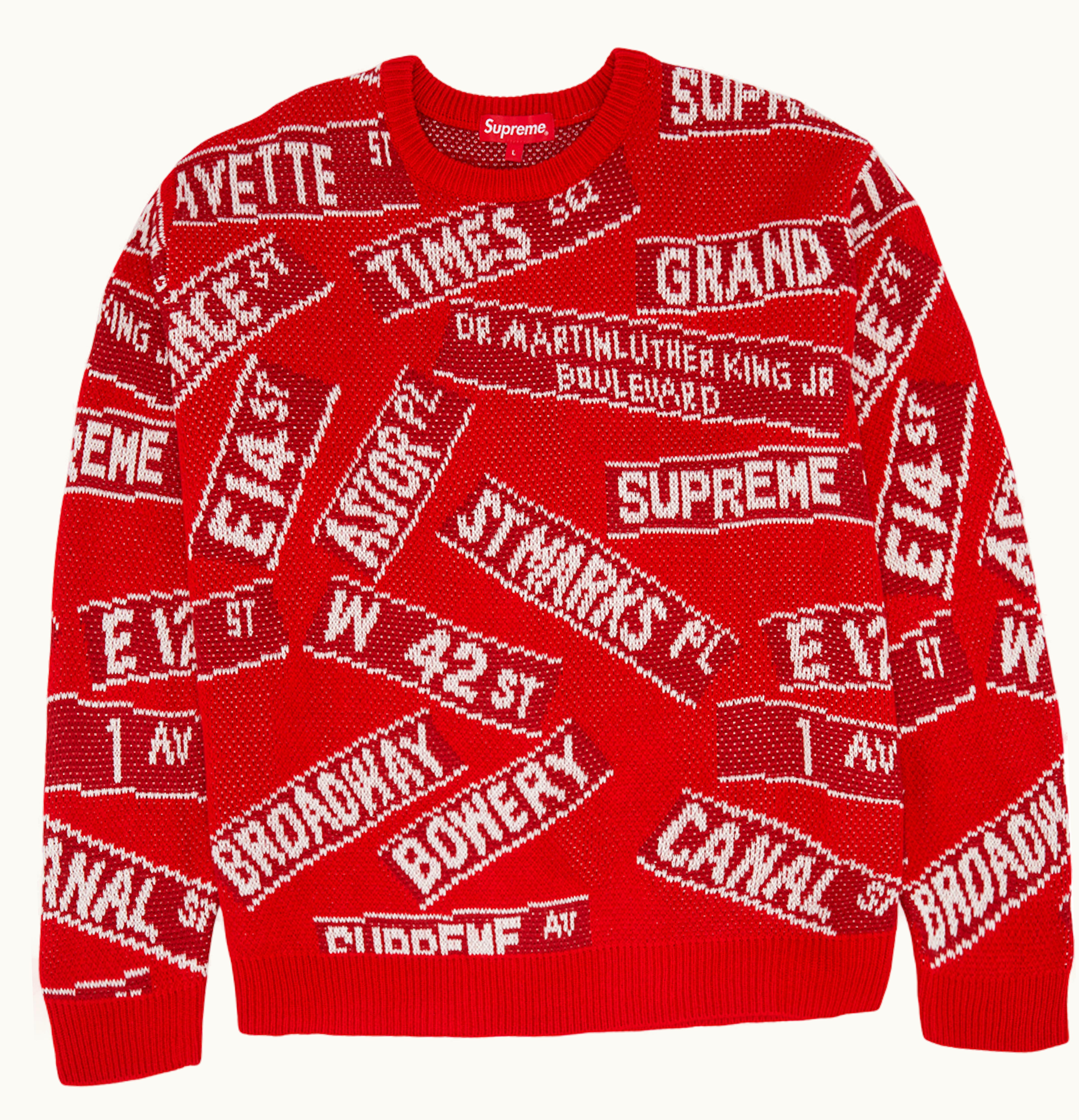 Supreme Supreme Street Signs Sweater Red