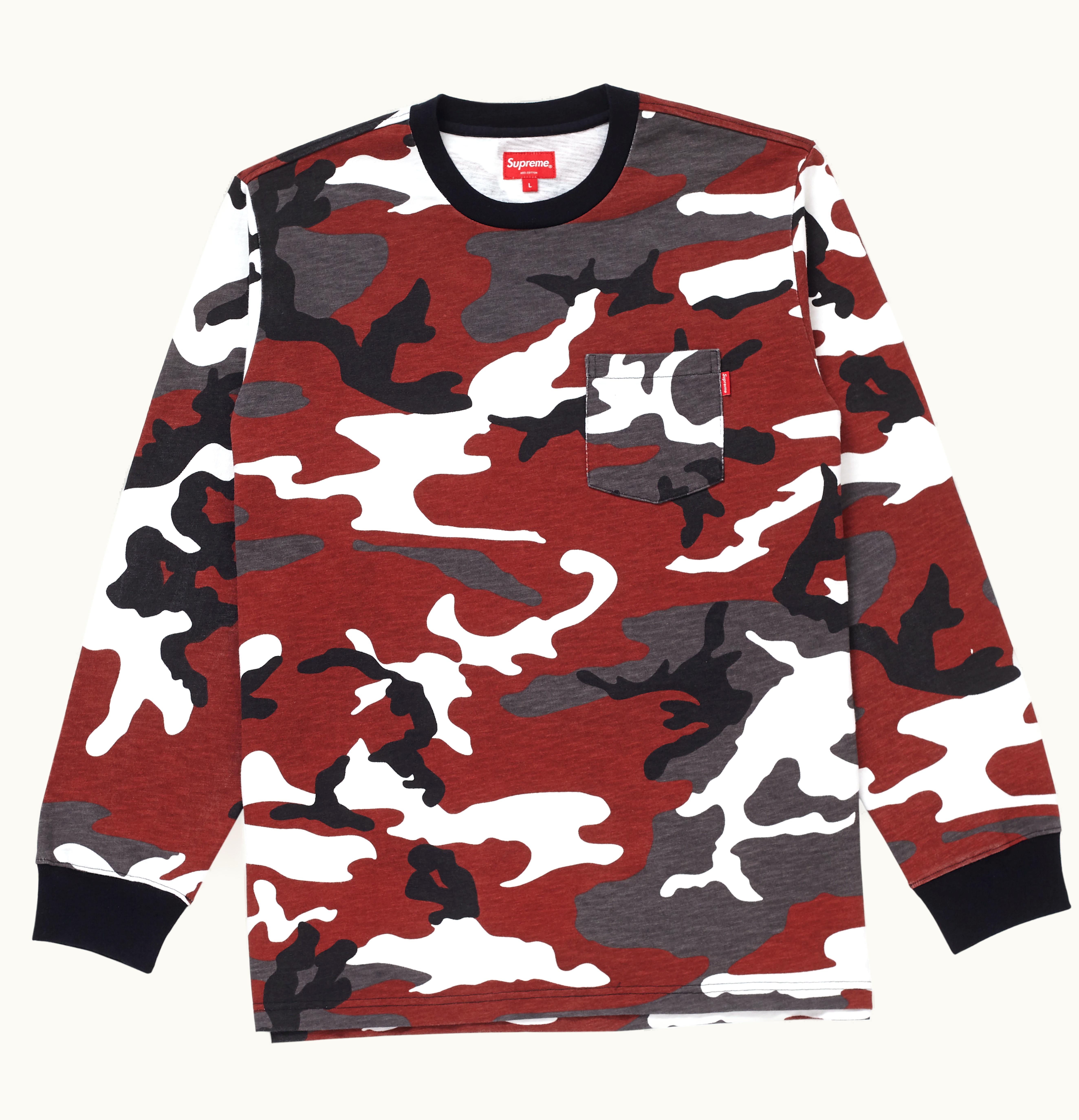 Supreme Supreme L S Pocket Tee FW18 Red Camo