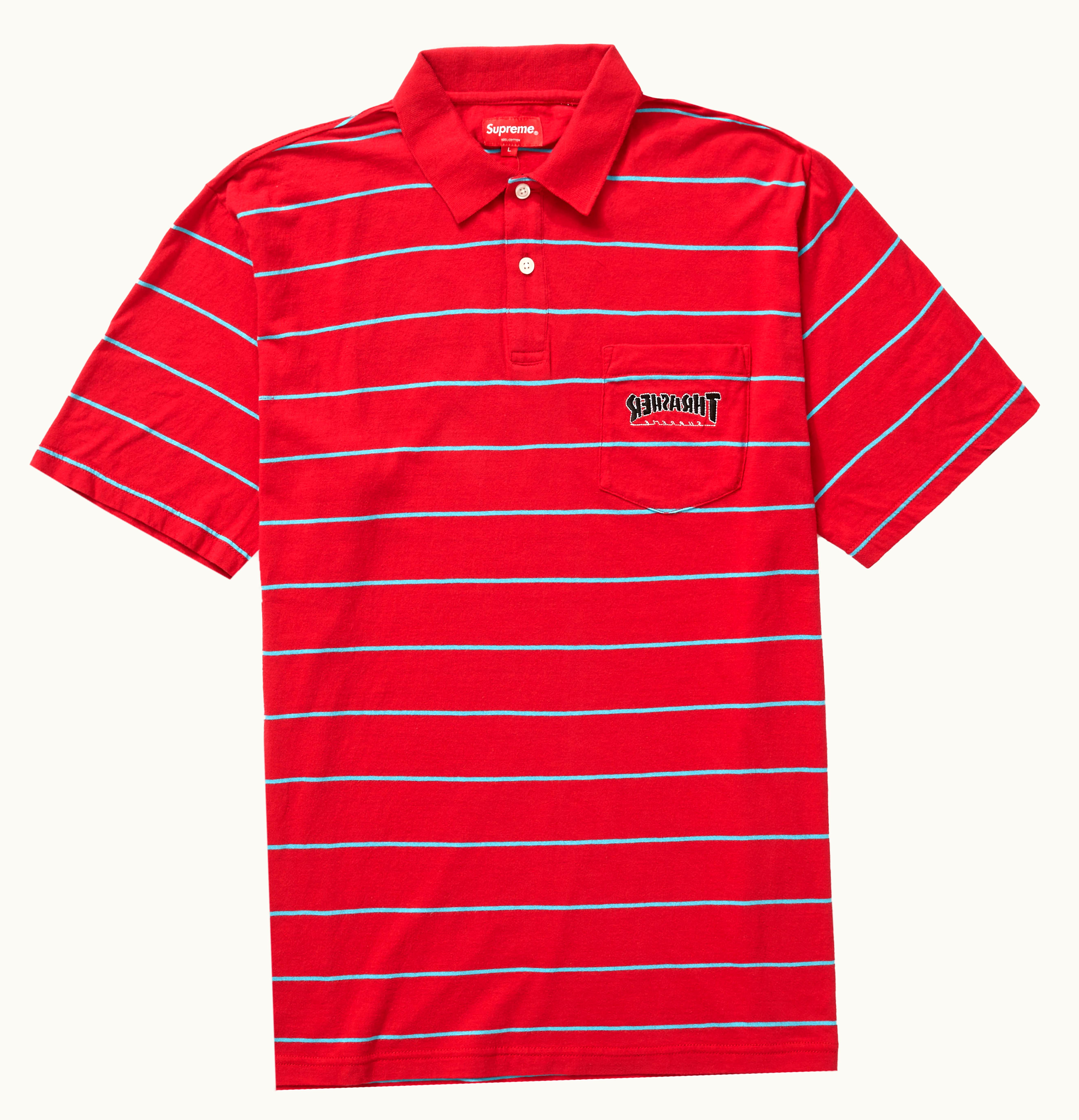 Supreme Supreme Thrasher Stripe Polo Red