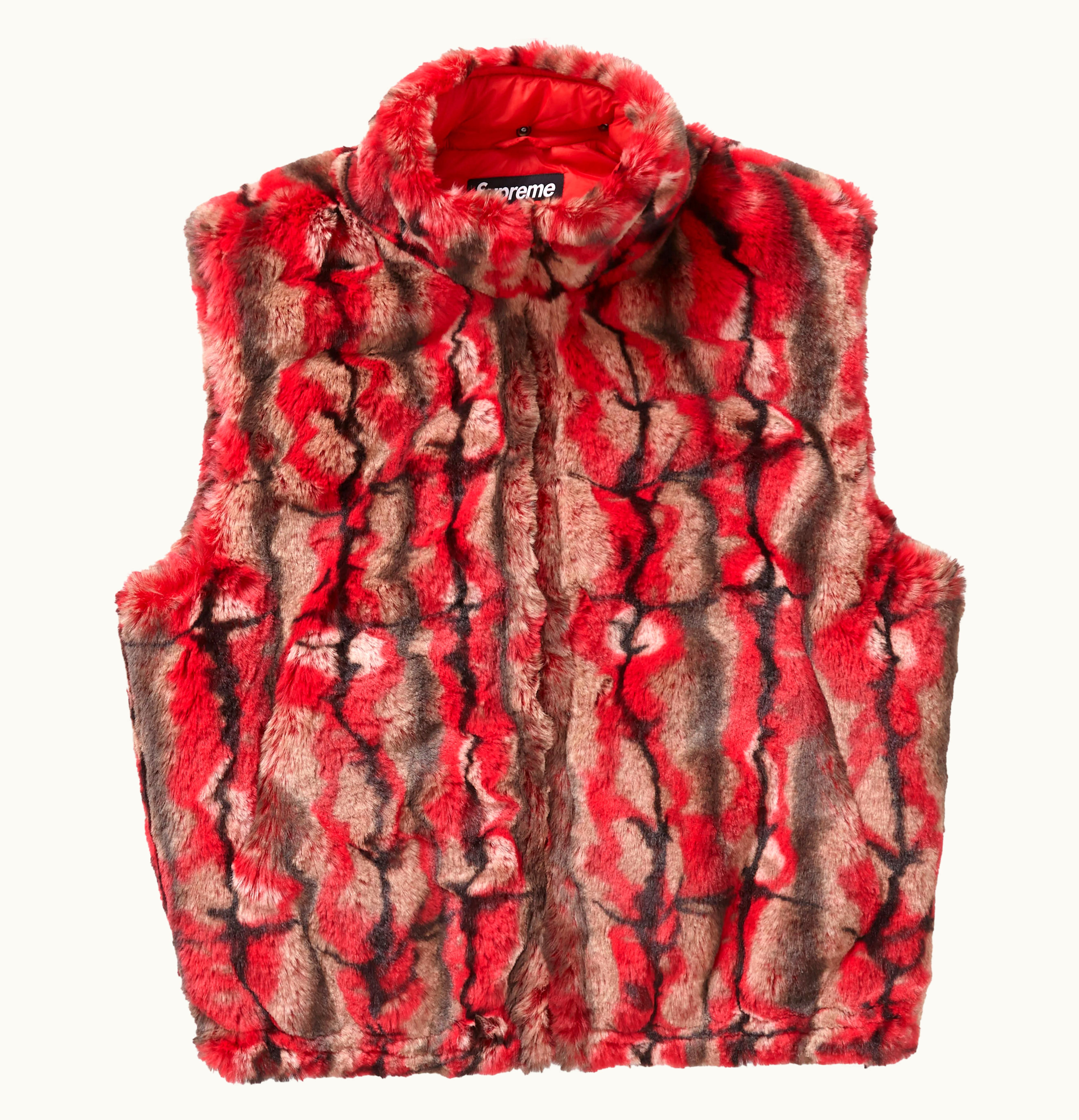 Supreme Supreme Faux Fur Hooded Vest Red