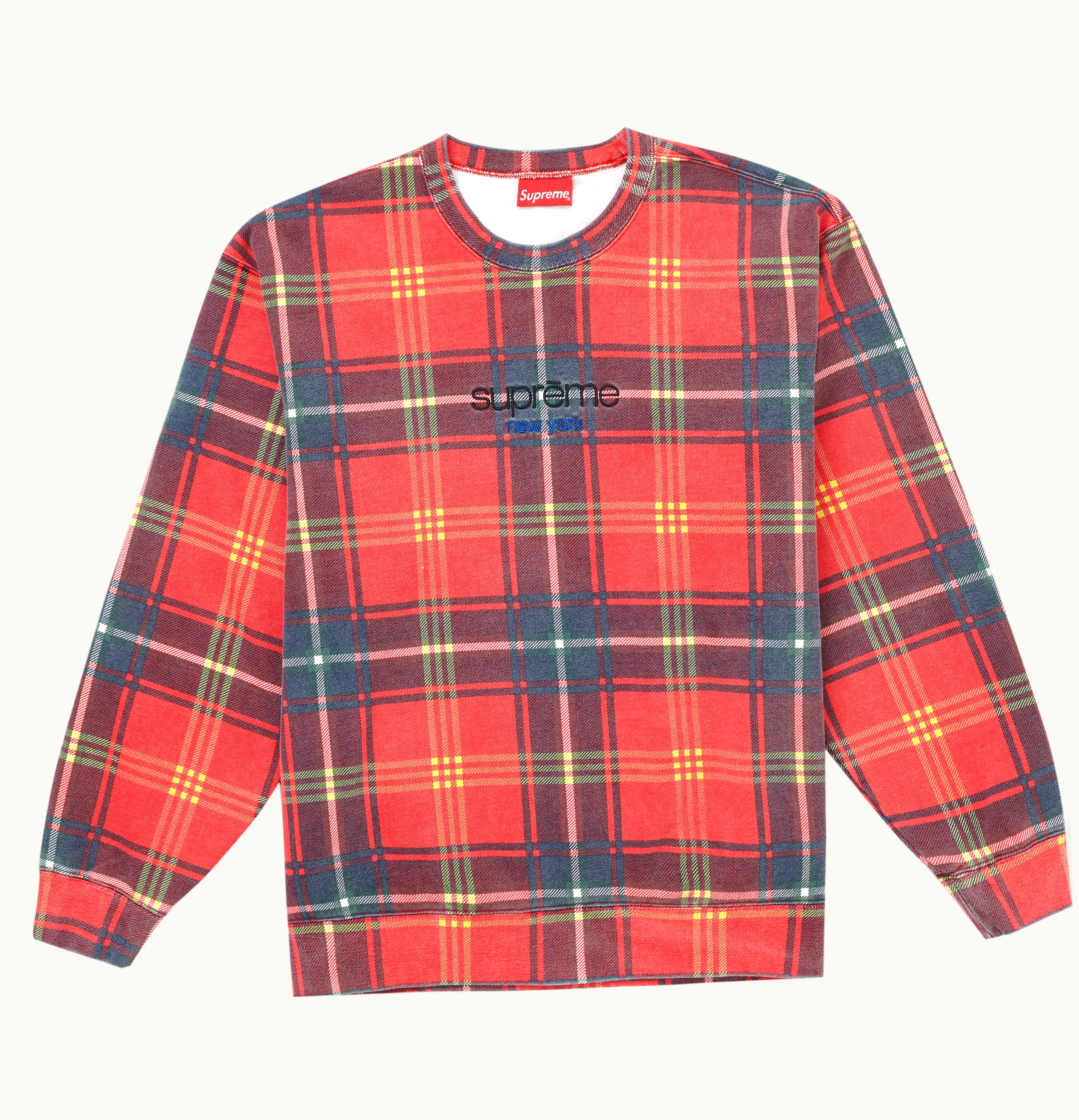 Supreme Supreme Plaid Crewneck Red