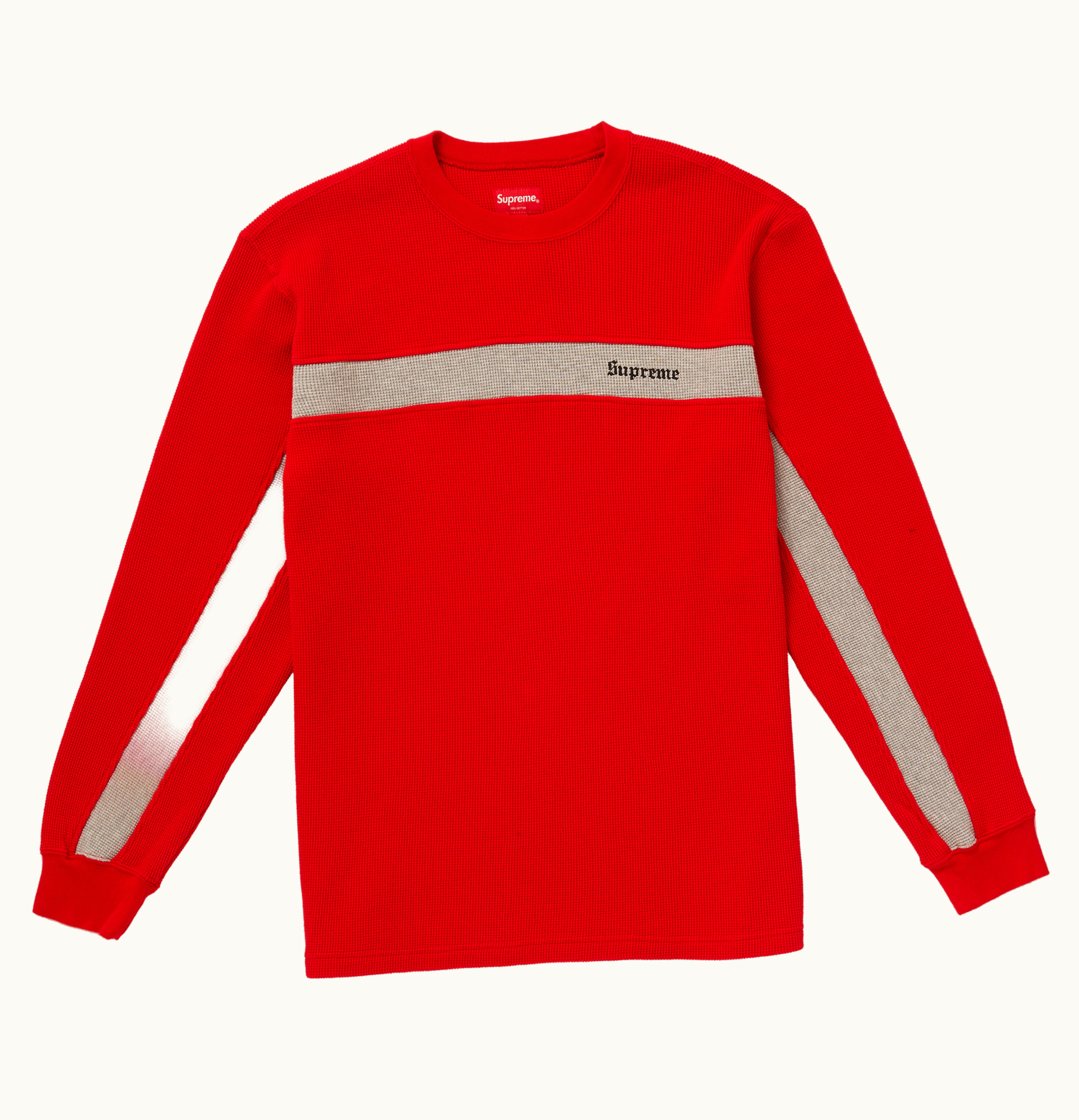 Supreme Supreme Panel Stripe Waffle Thermal Red