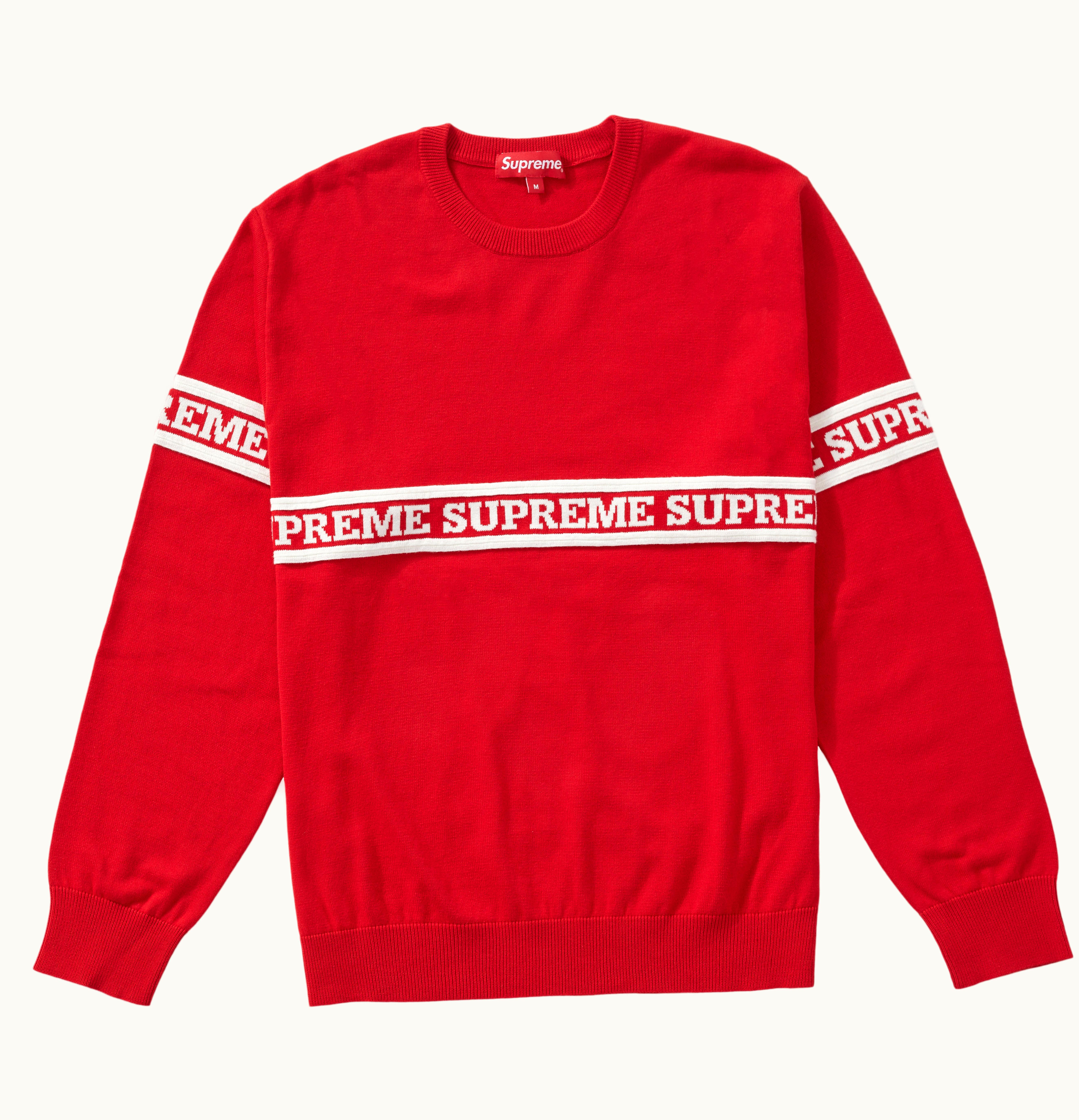 Supreme Supreme Logo Stripe Knit Top Red