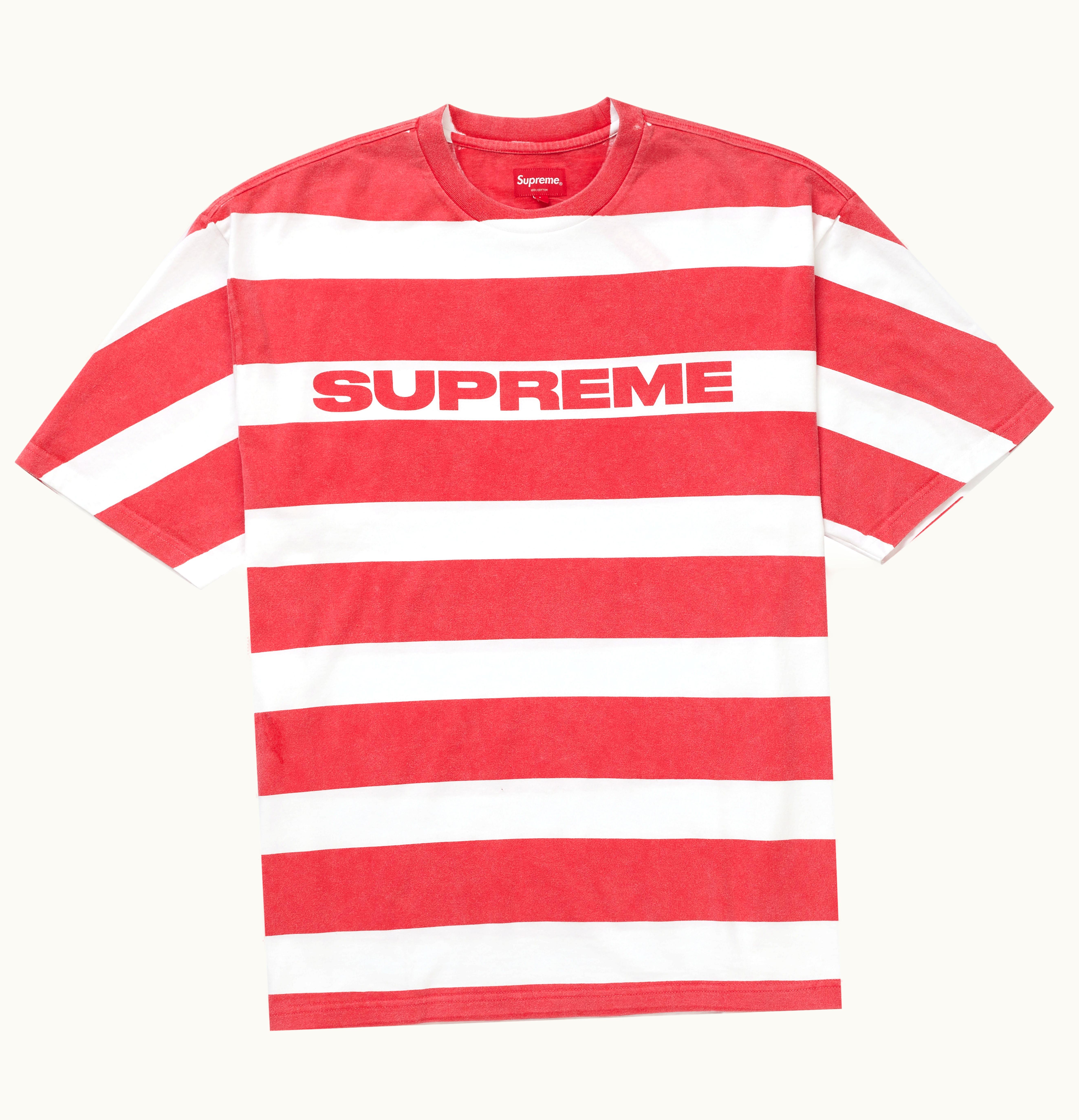 Supreme Supreme Printed Stripe S S Top Red