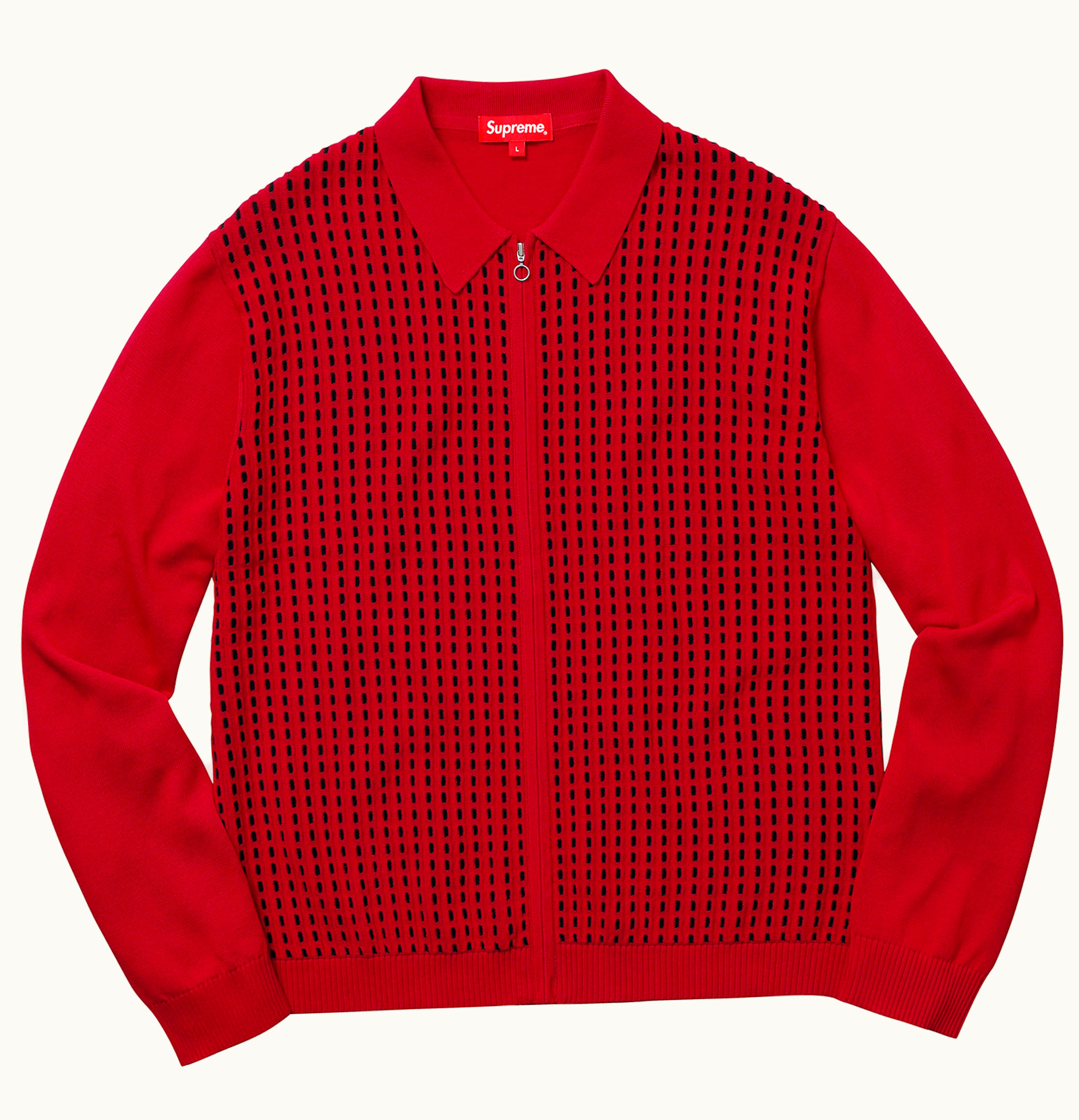 Supreme Supreme Dashes Zip Up Knit Polo Red