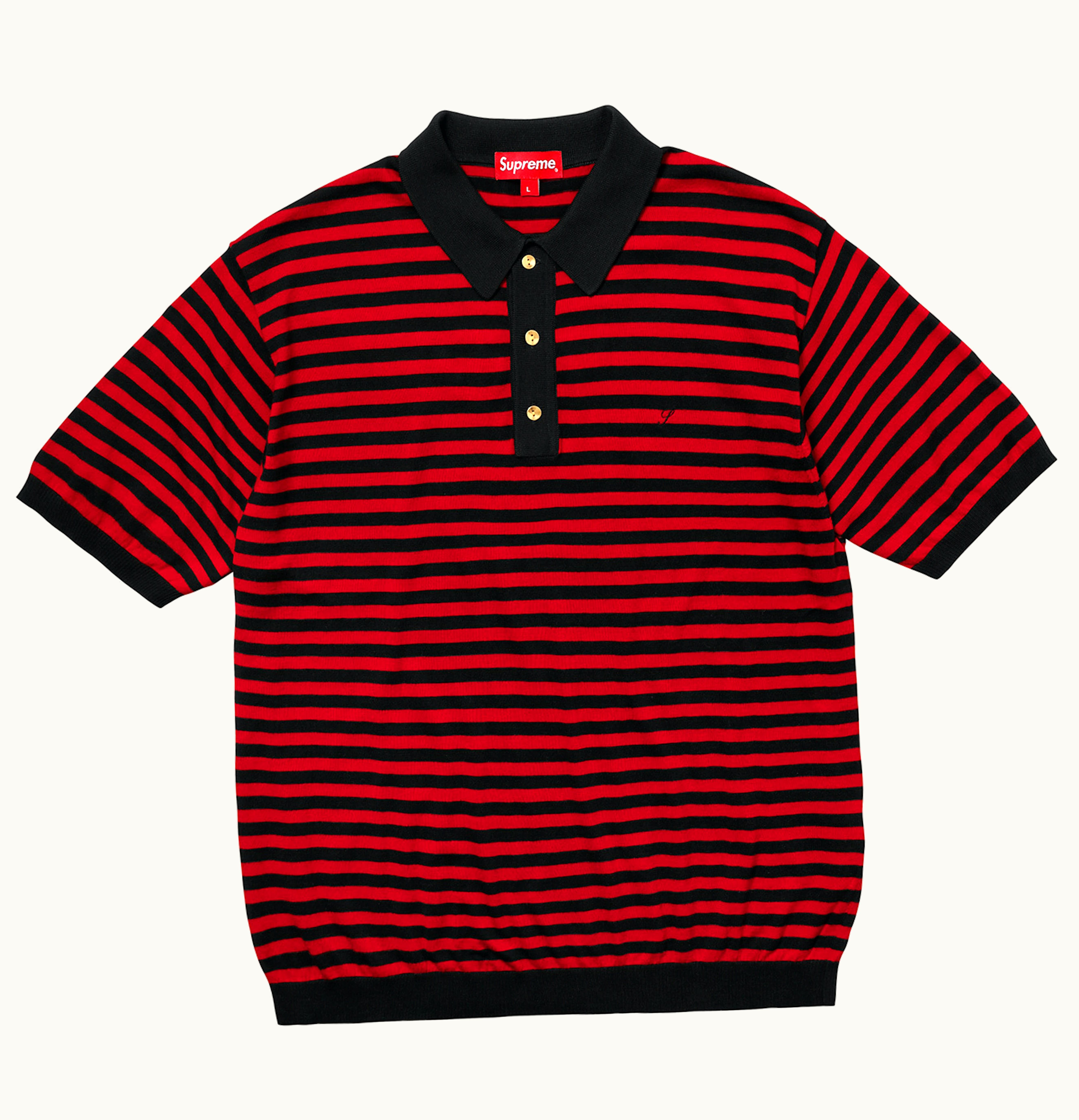 Supreme Supreme Striped Knit Polo Red