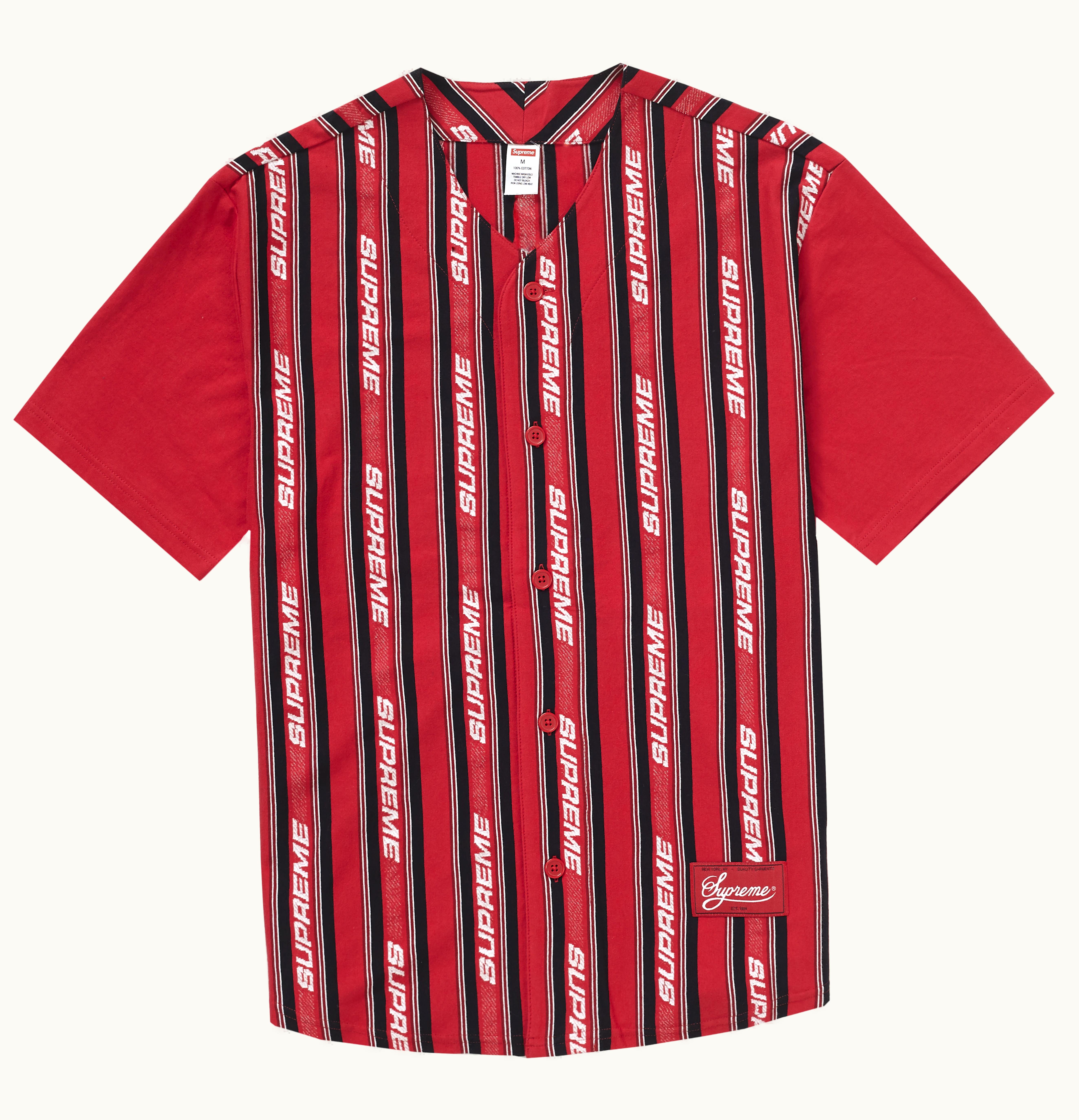 Supreme Supreme Jacquard Logo Baseball Jersey Red