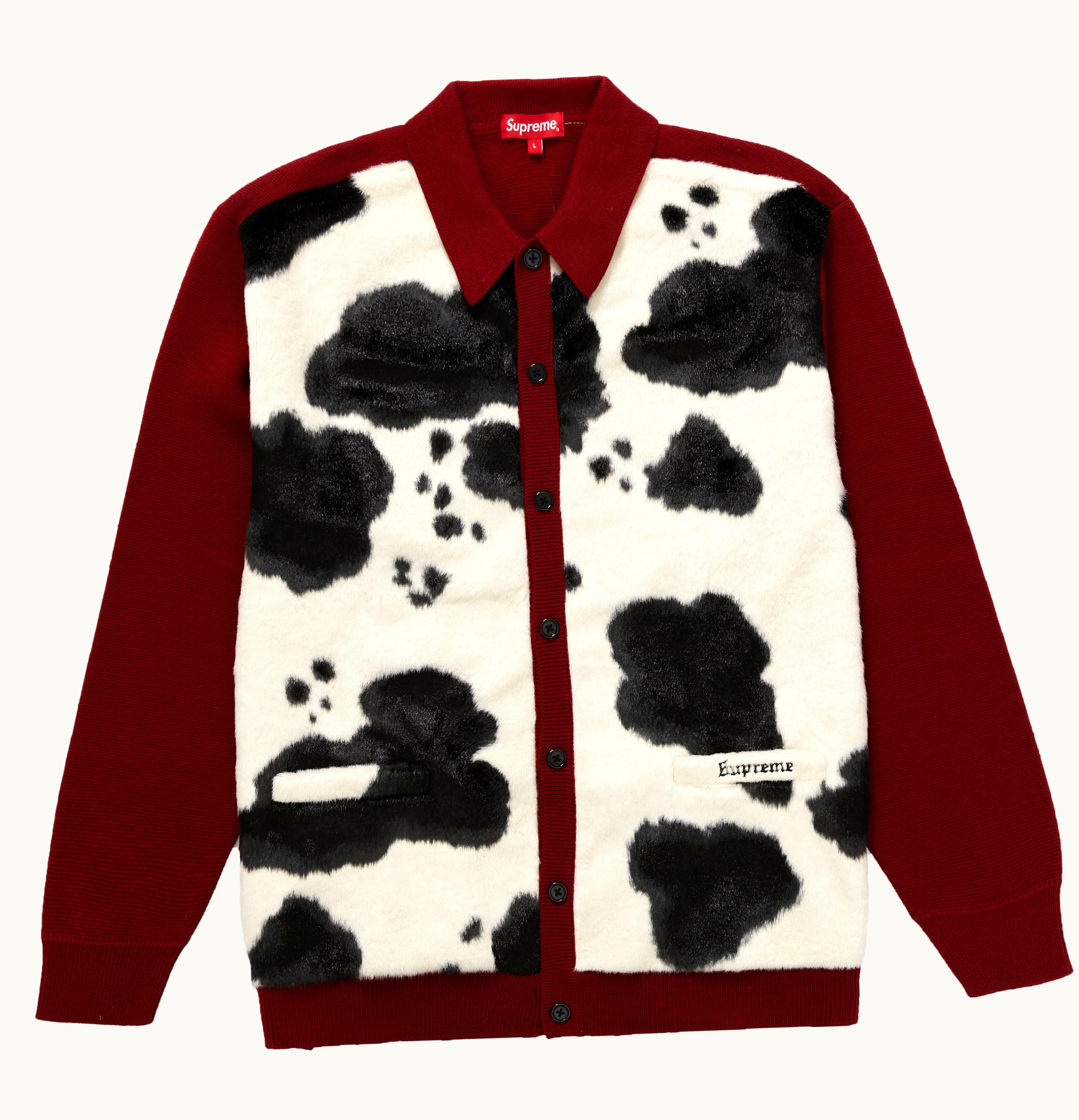 Supreme Supreme Cow Print Cardigan Red