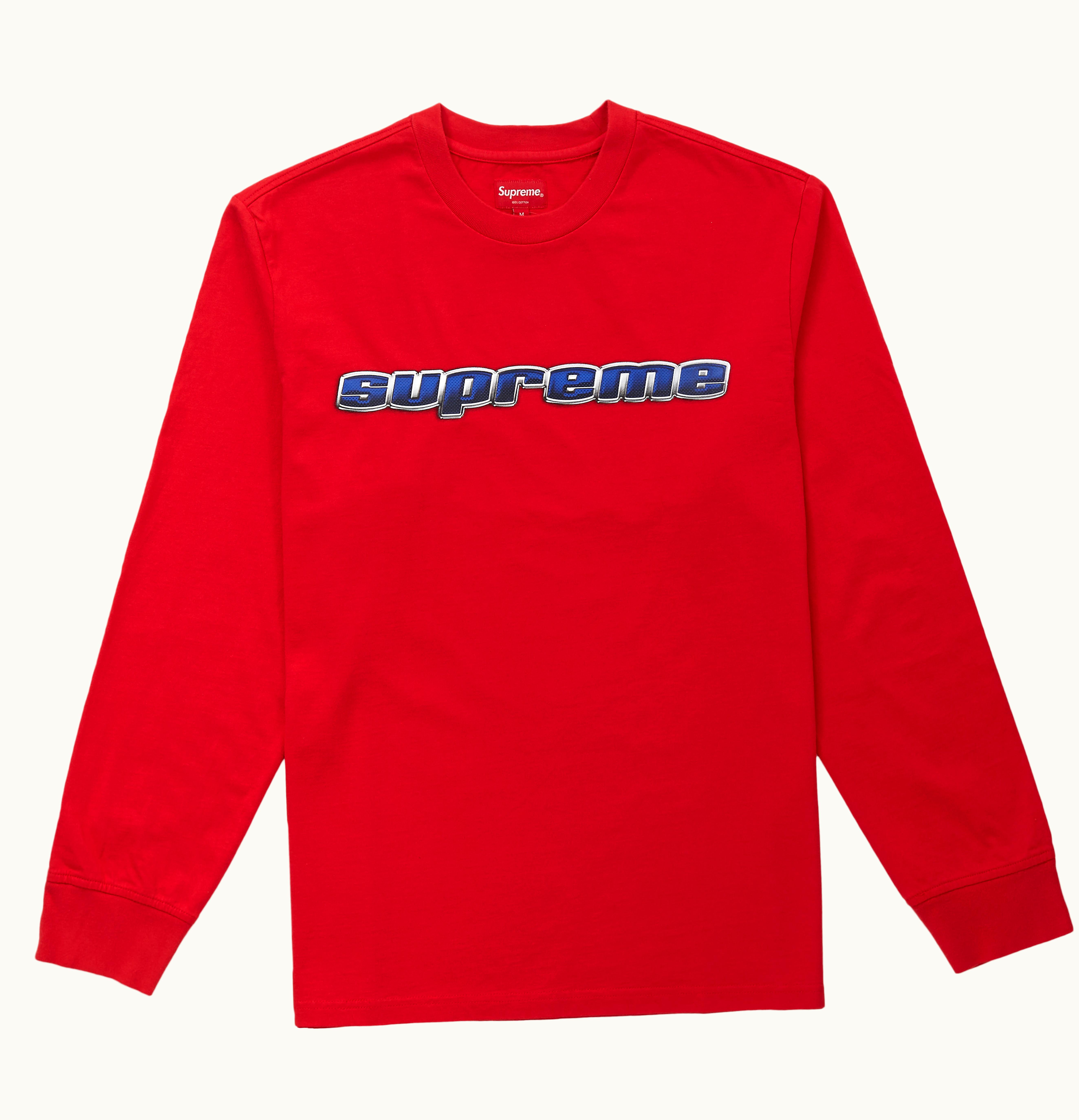 Supreme Supreme Chrome Logo L S Top Red