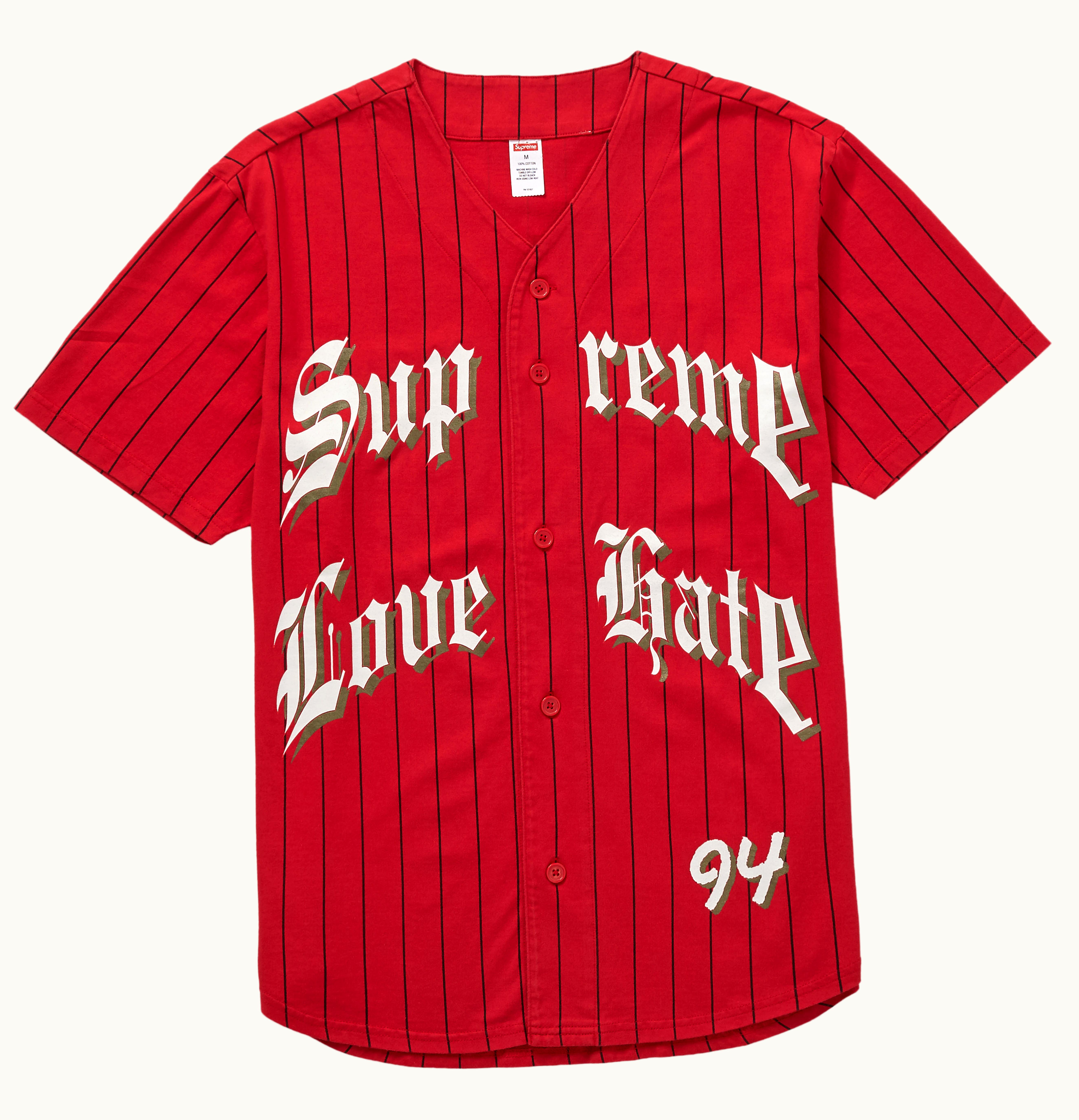 Supreme Supreme Love Hate Baseball Jersey Red