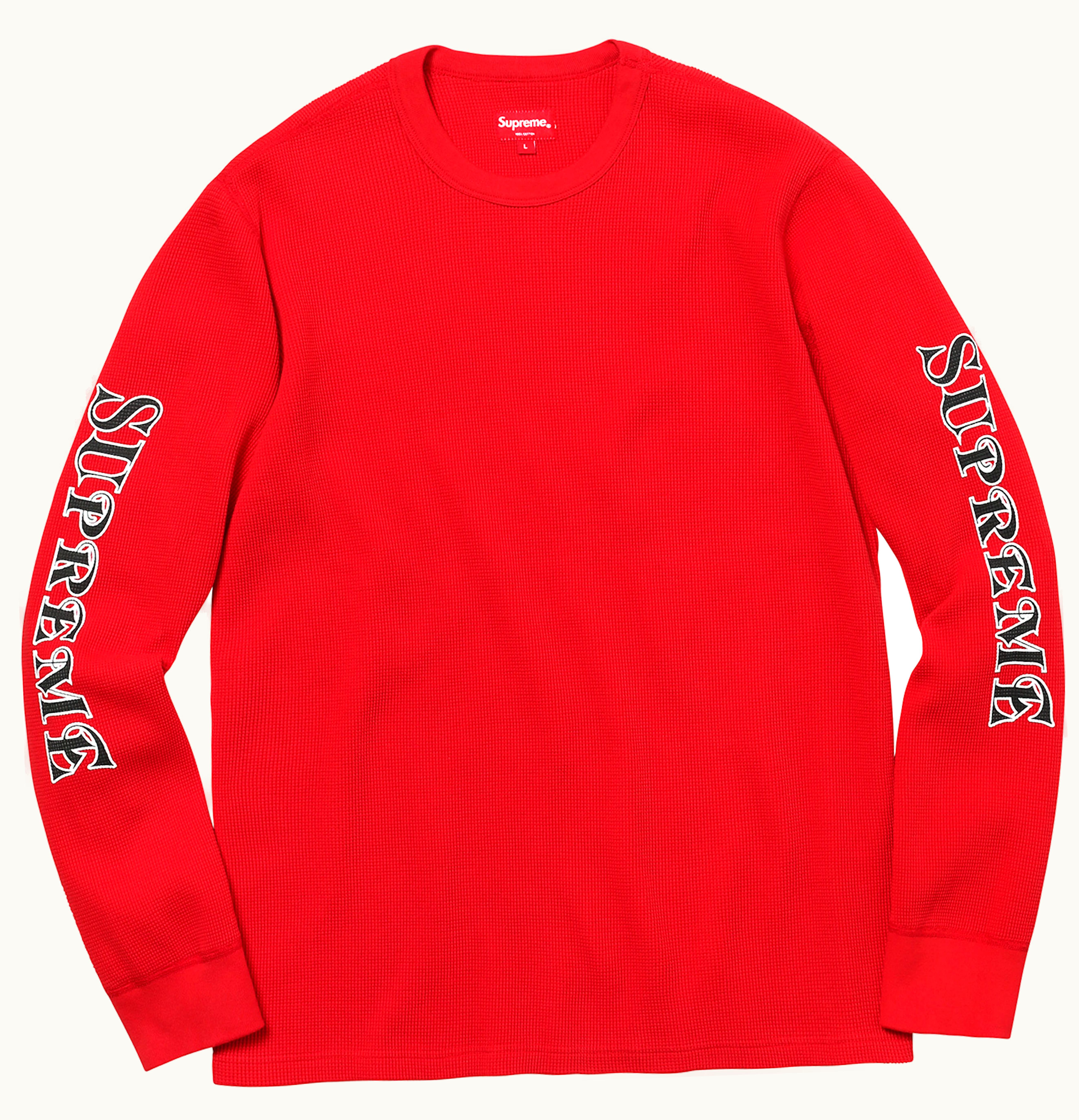 Supreme Supreme Sleeve Logo Waffle Thermal Red