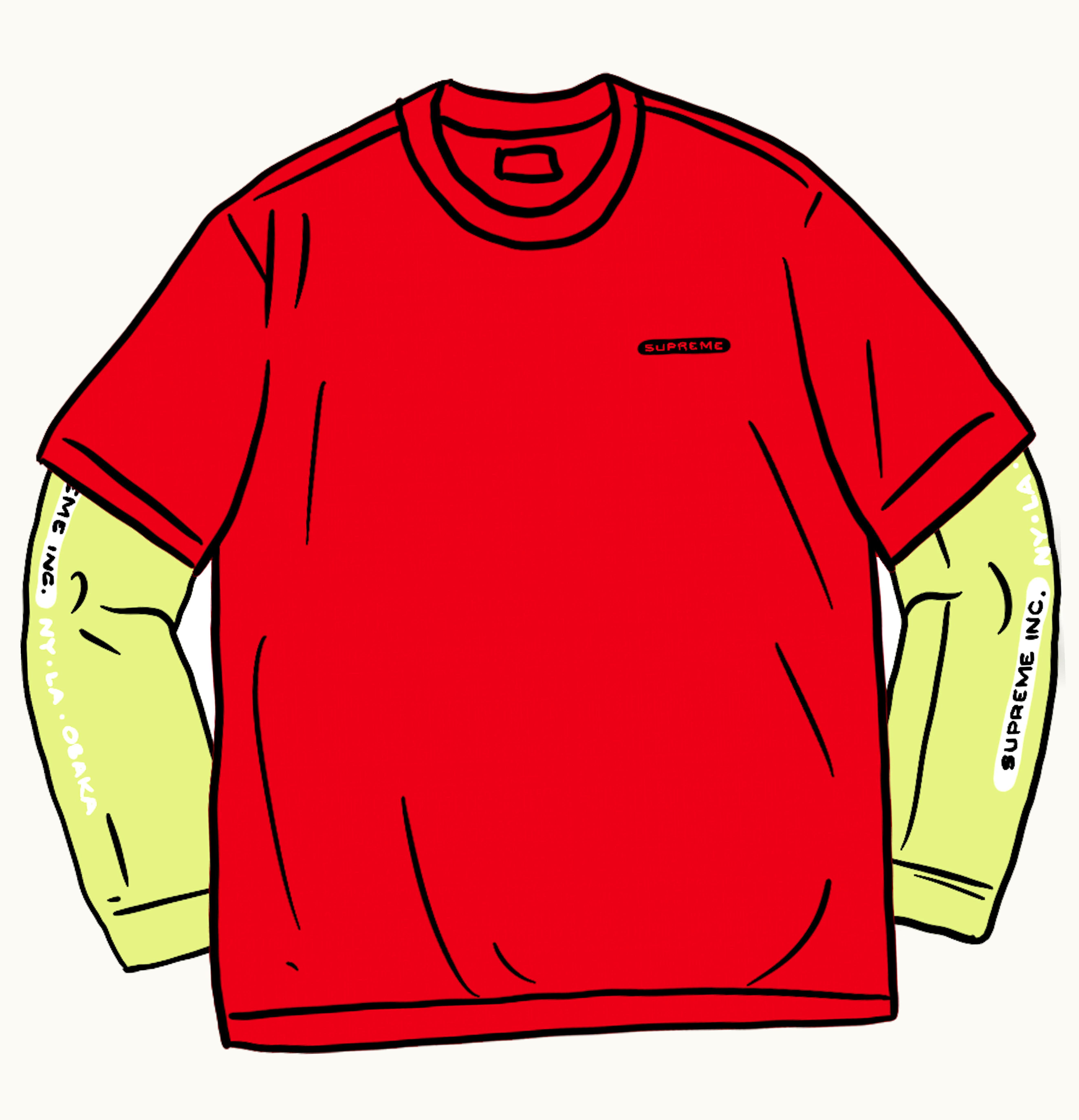 Supreme Supreme Inc Paneled L S Top Red