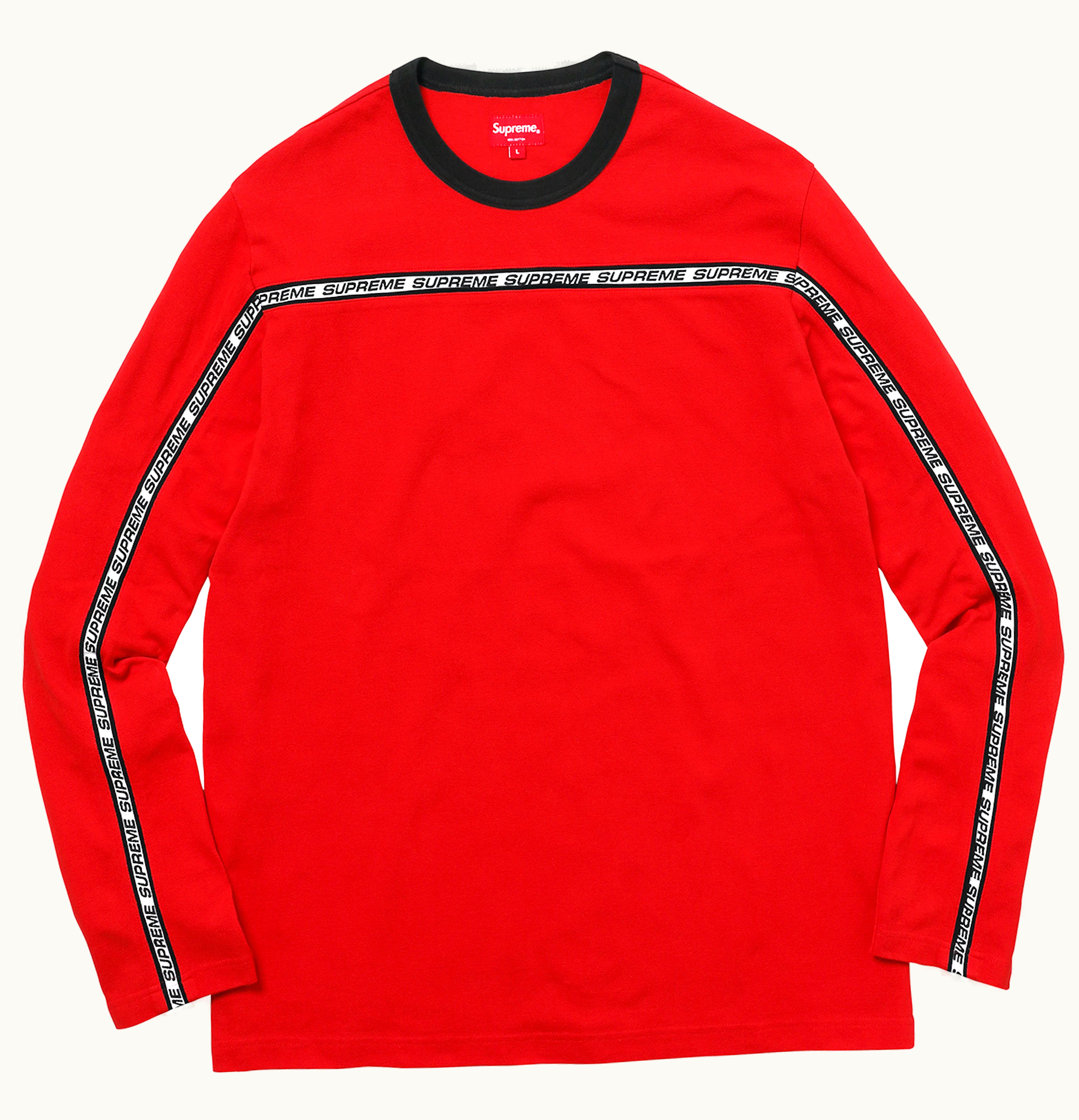 Supreme Supreme Tape Stripe LS Pique Top Red